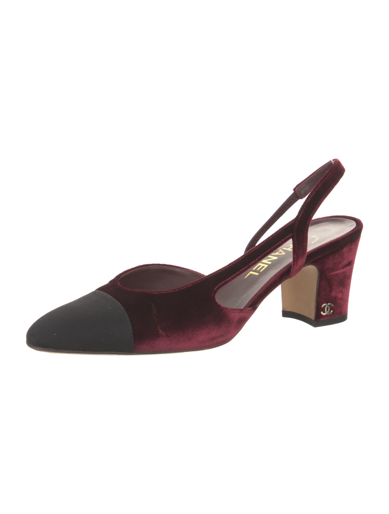 Chanel Velvet Colorblock Pattern Slingback Pumps