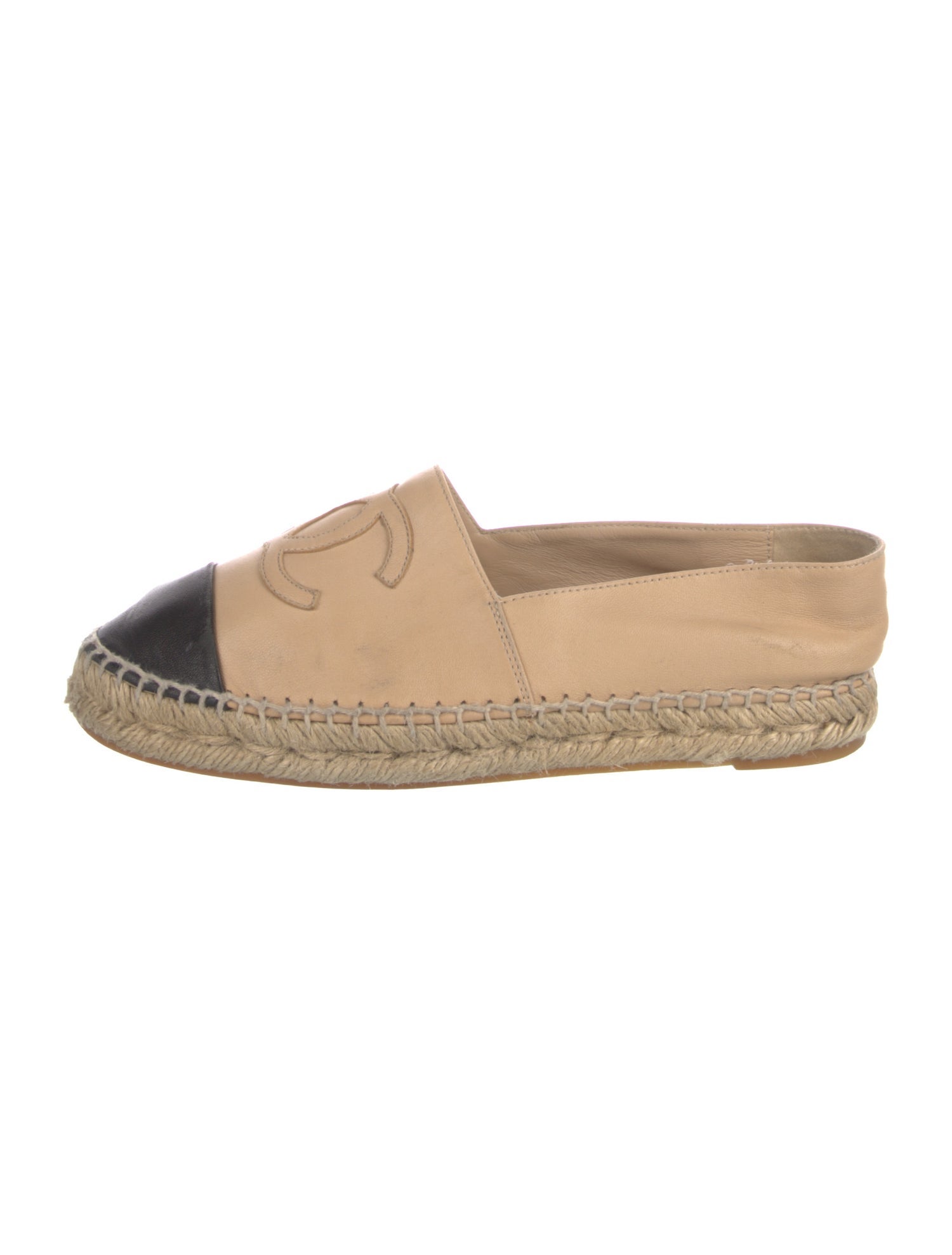 Chanel Interlocking CC Logo Leather Espadrilles
