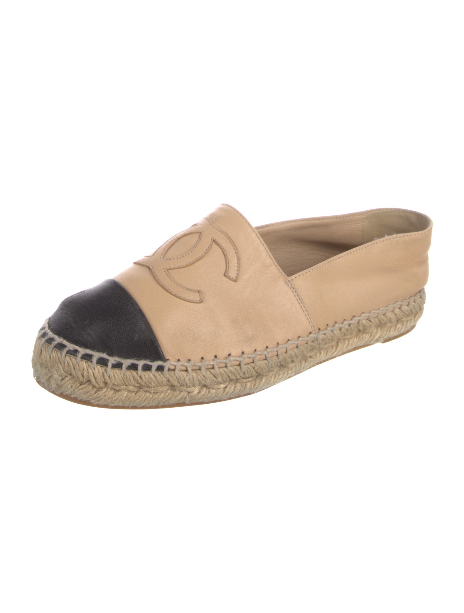 Chanel Interlocking CC Logo Leather Espadrilles