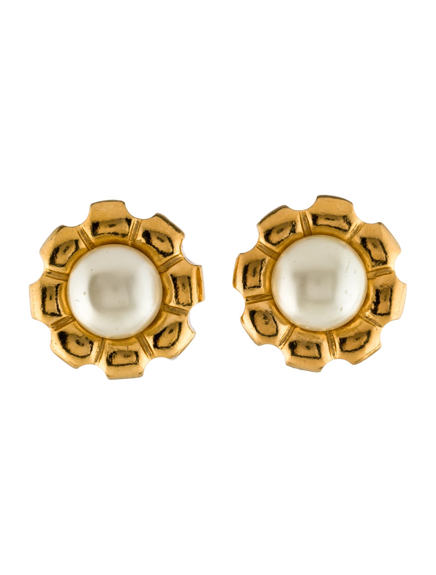 Chanel Vintage Faux Pearl Clip-On Earrings