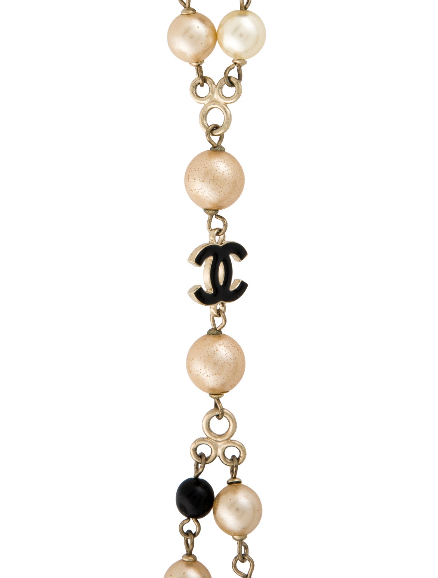 Chanel Faux Pearl & Resin CC Long Bead Strand Necklace