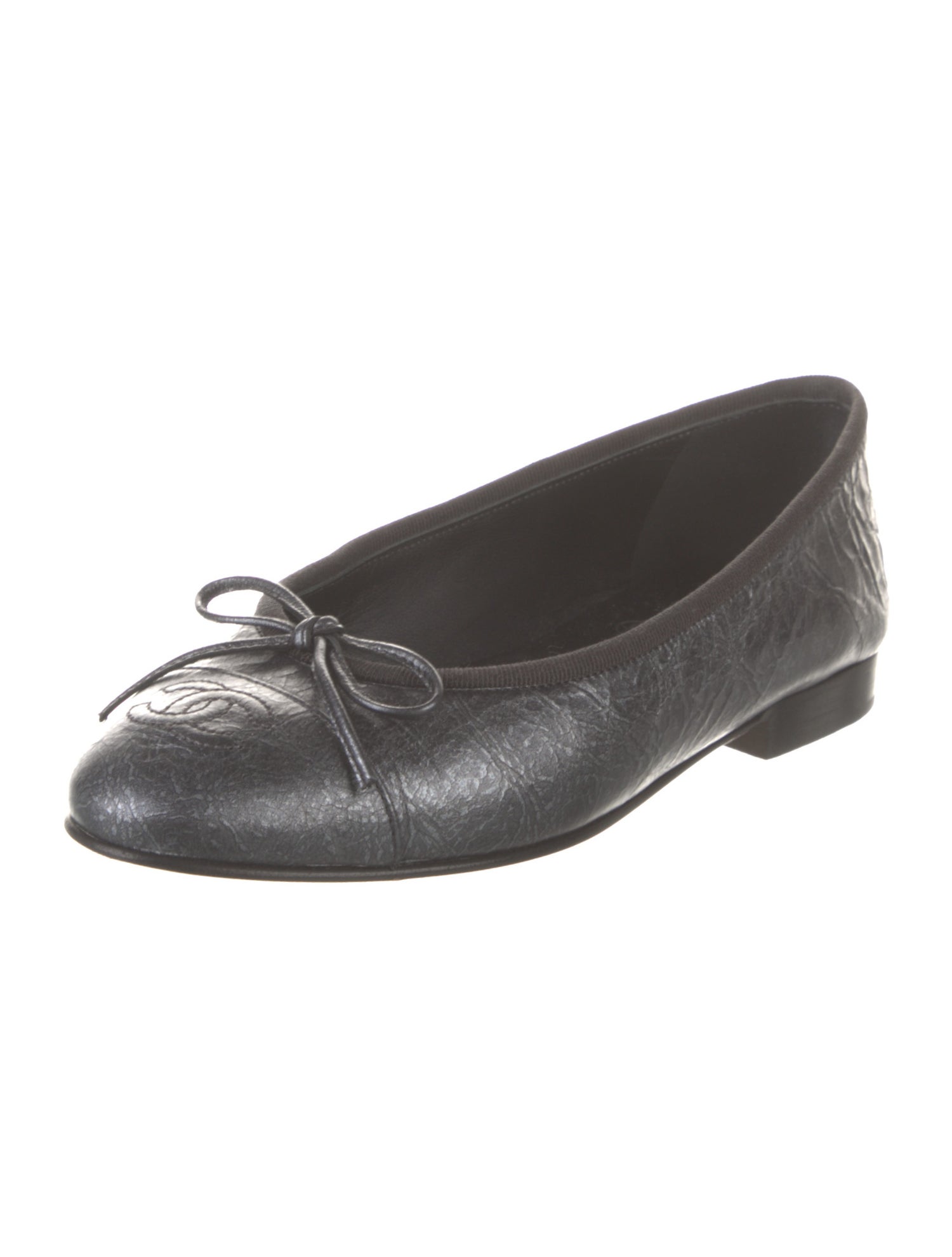 Chanel Interlocking CC Logo Leather Ballet Flats