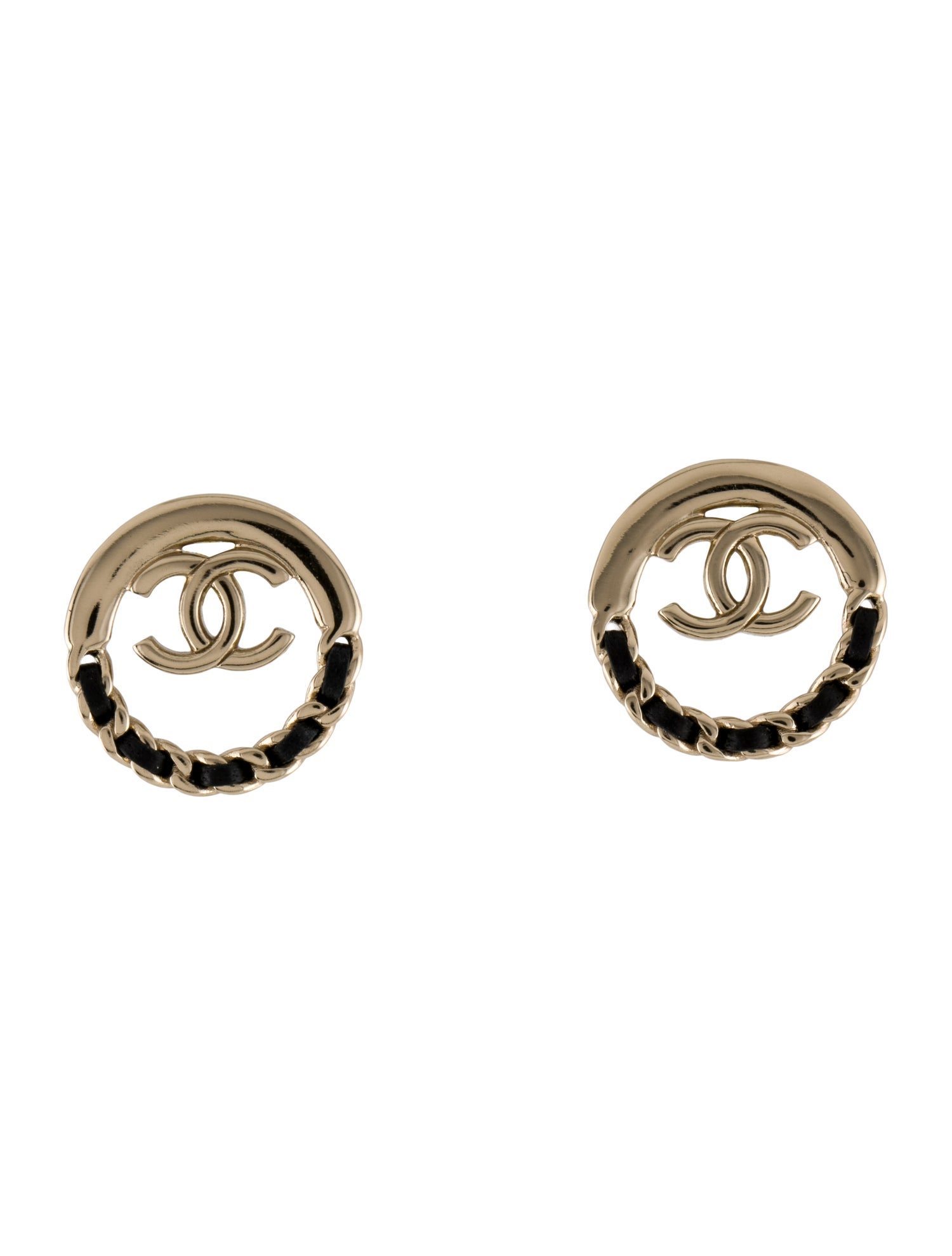 Chanel Leather 2023 CC Woven Stud Earrings