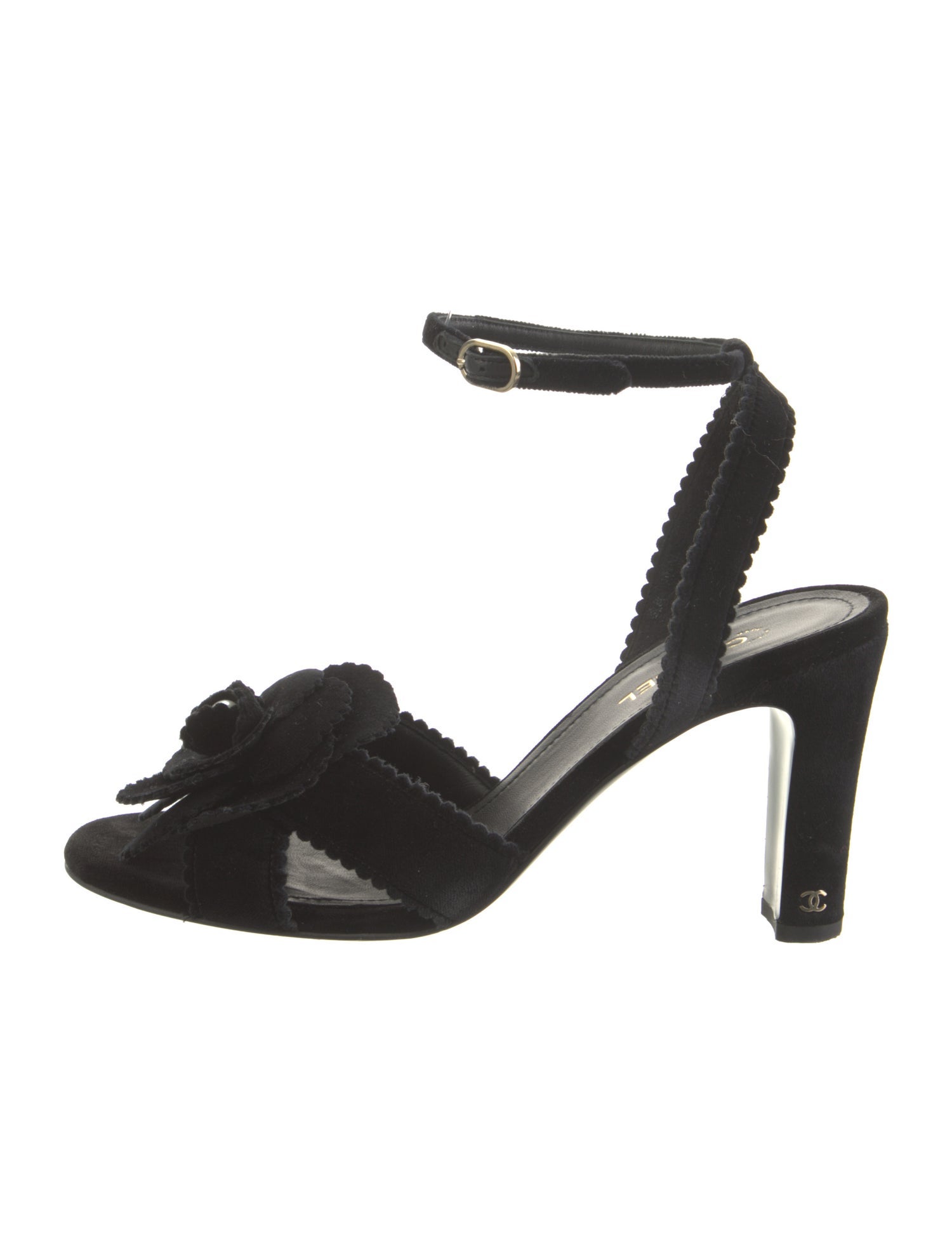 Chanel Interlocking CC Logo Velvet Sandals