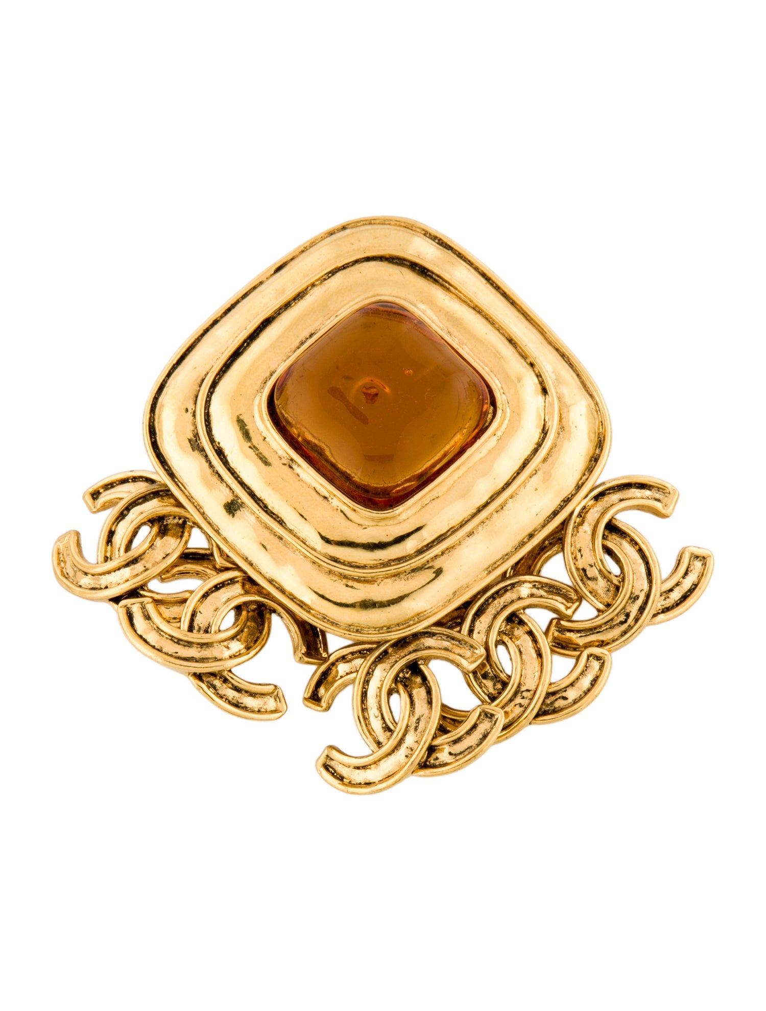 Chanel Vintage Gripoix Logo CC Pin Brooch