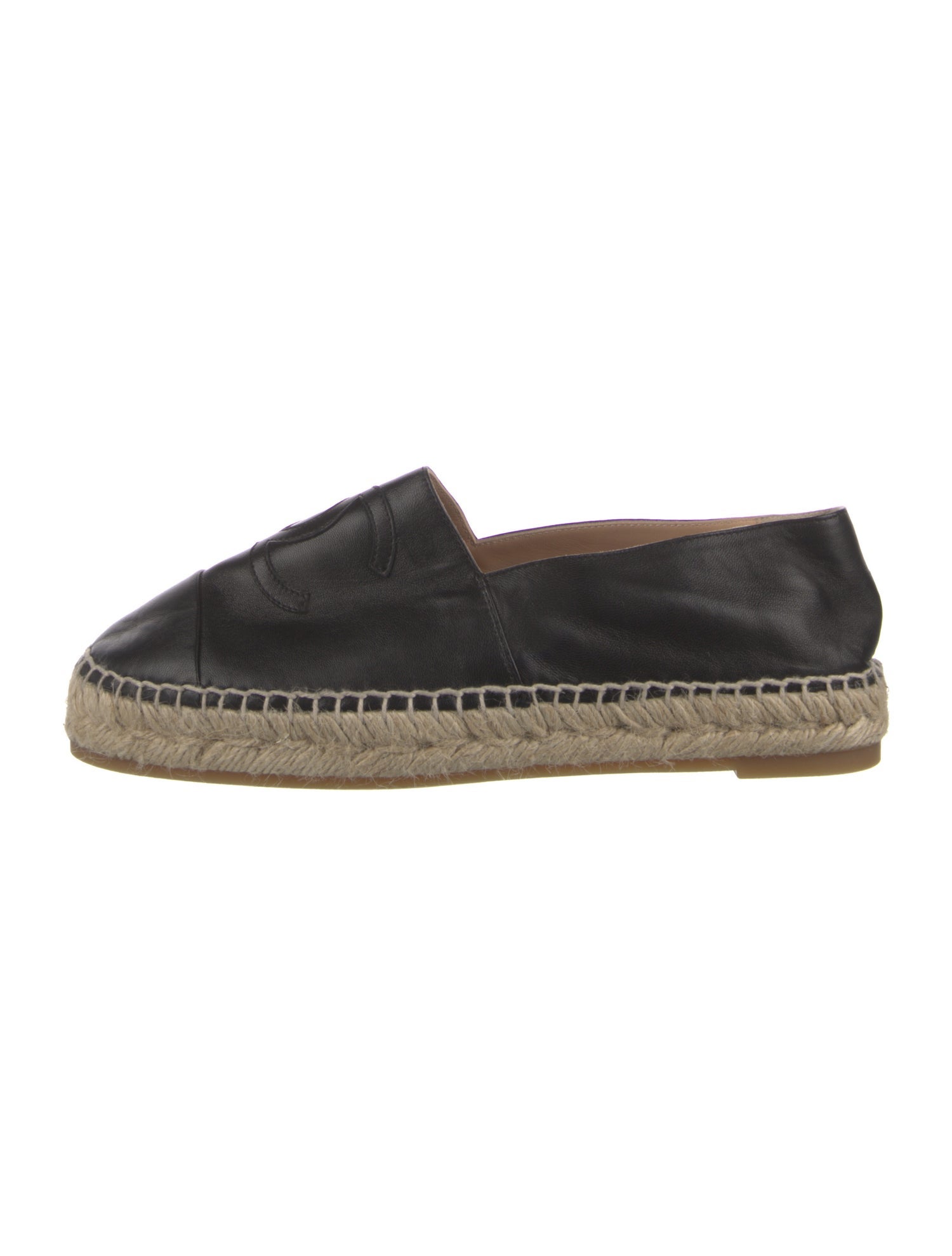 Chanel Interlocking CC Logo Leather Espadrilles