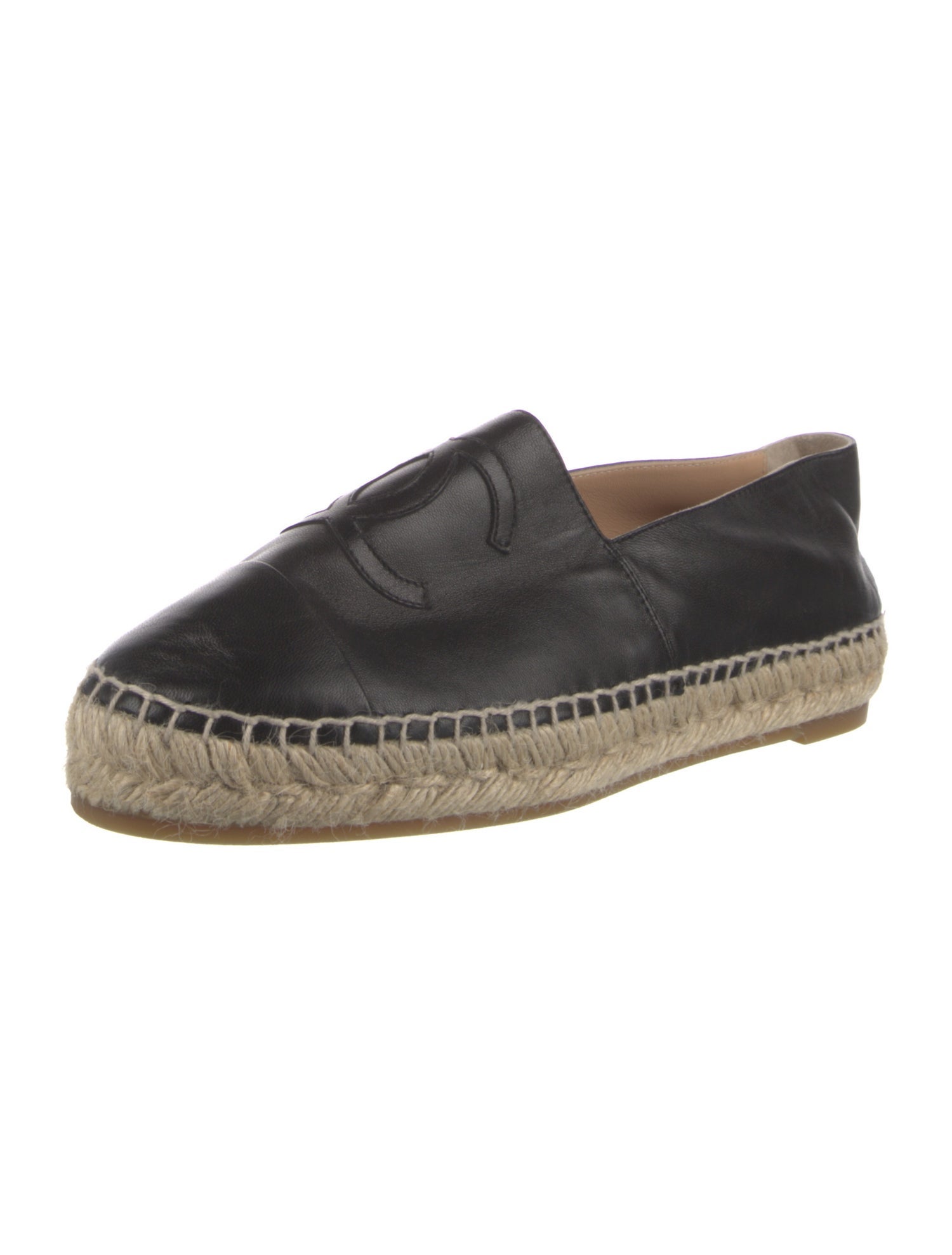 Chanel Interlocking CC Logo Leather Espadrilles