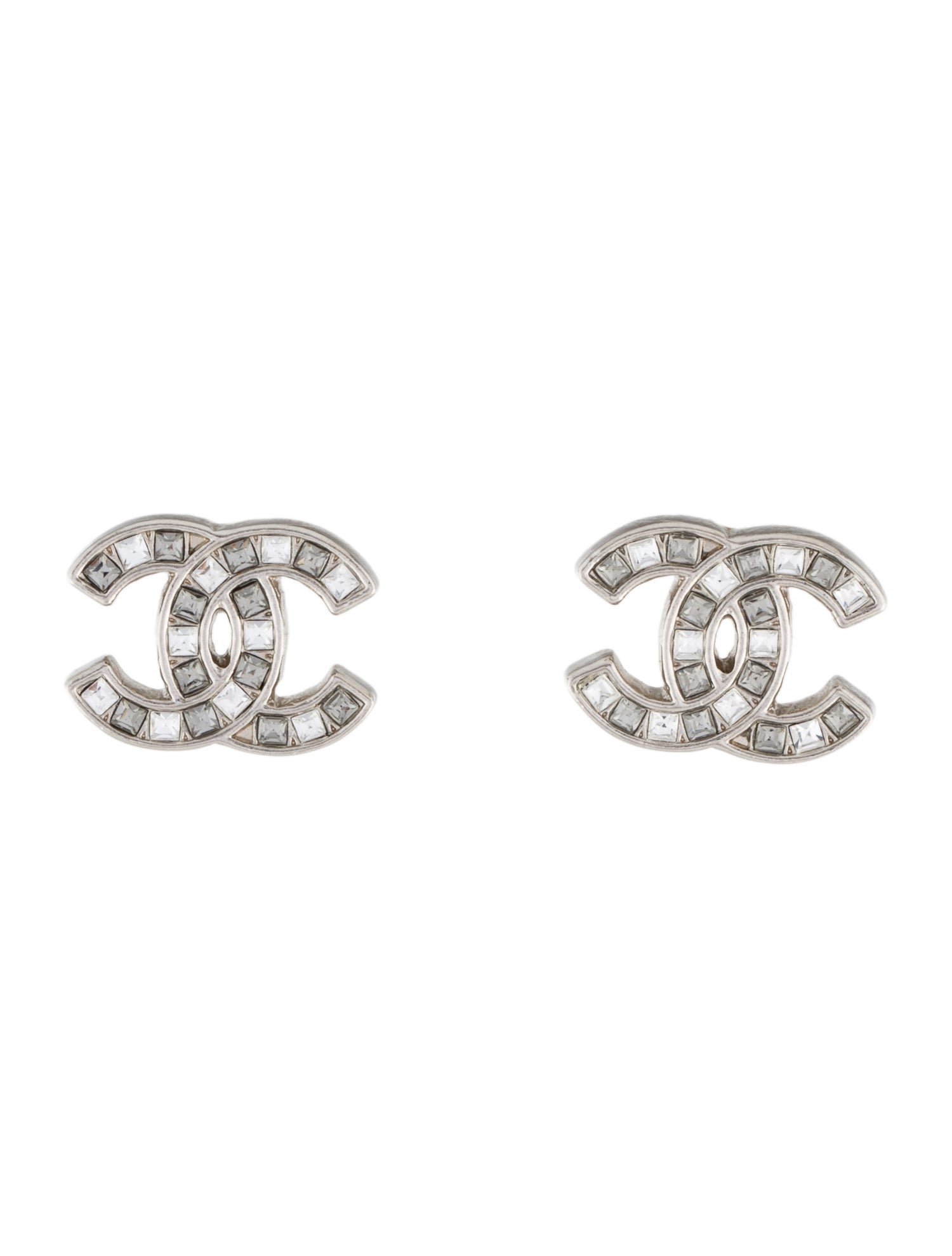 Chanel Strass CC Logo Stud Earrings
