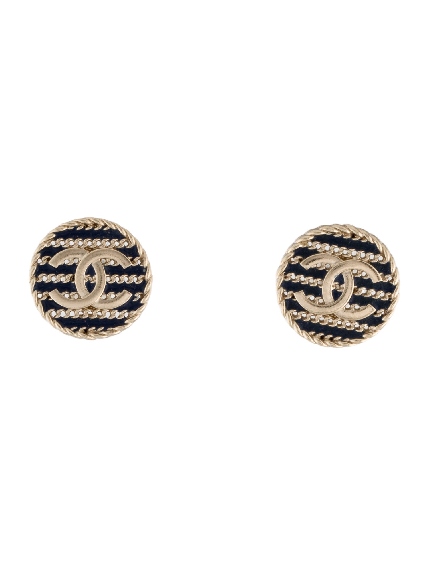 Chanel Enamel CC Stud Earrings