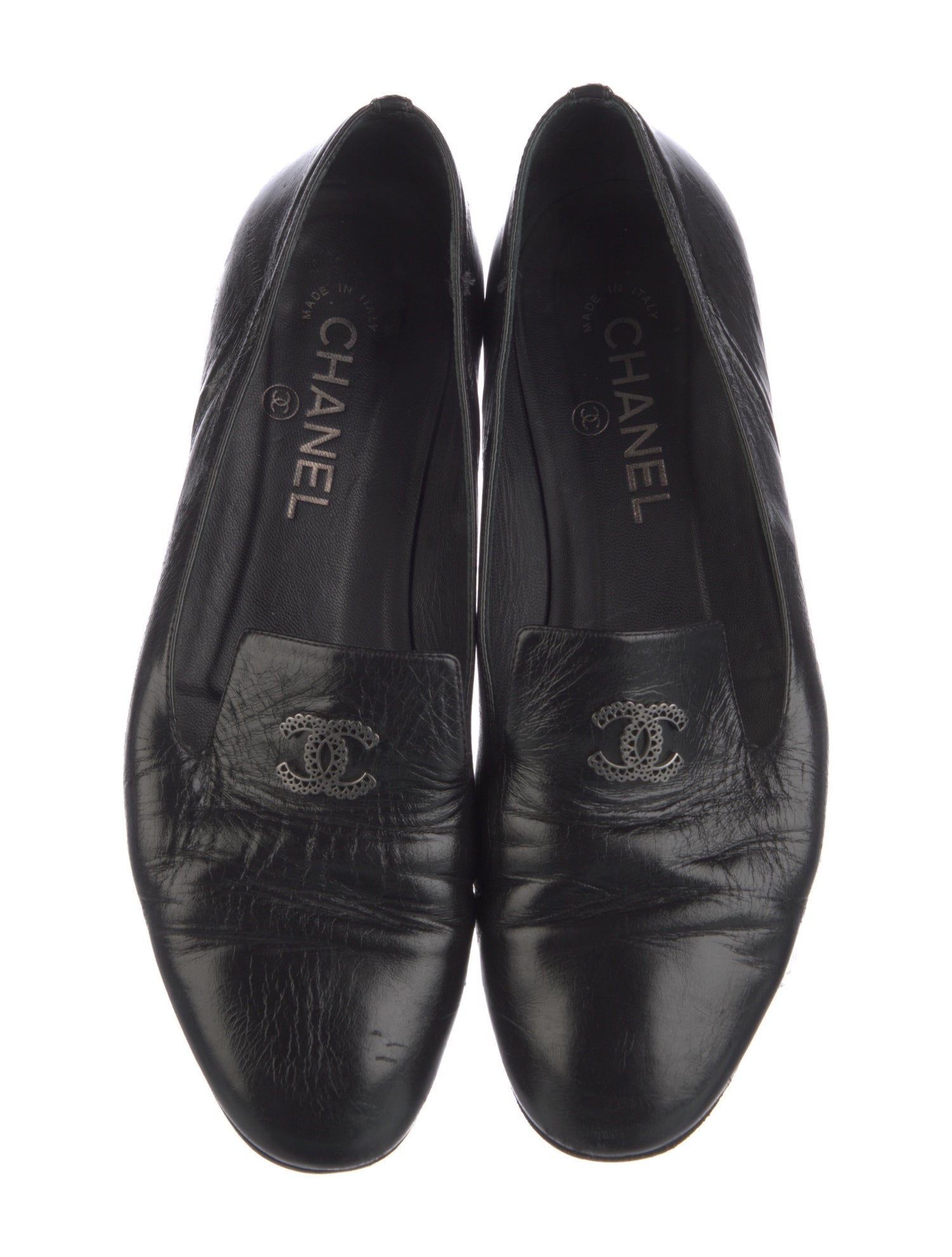 Interlocking CC Logo Leather Loafers