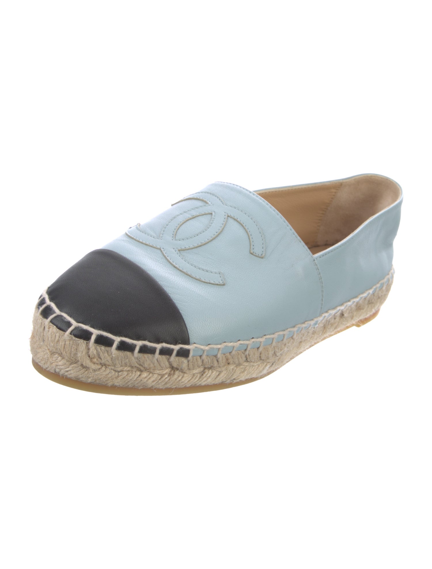 Chanel Interlocking CC Logo Leather Espadrilles