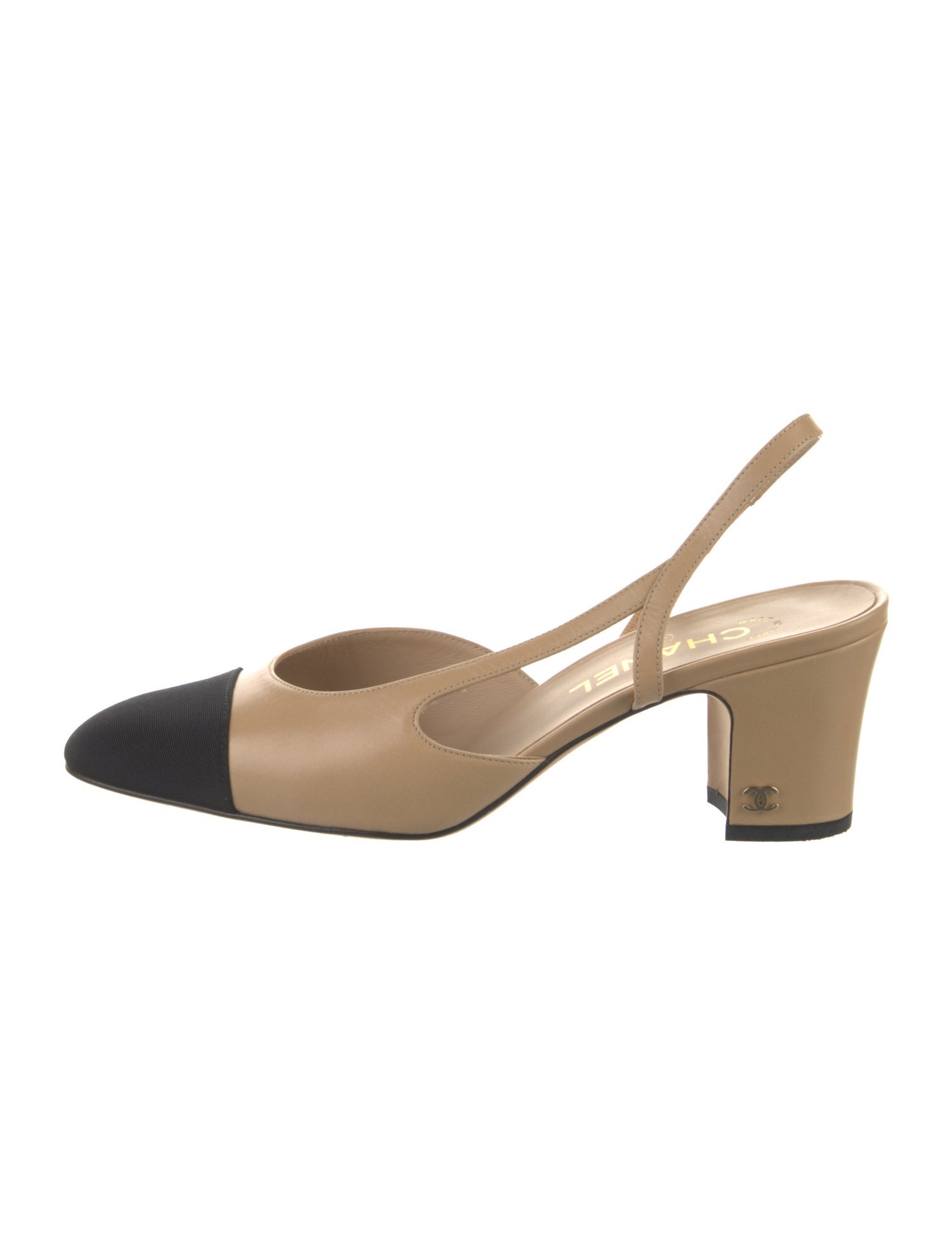 Chanel Interlocking CC Logo Leather Slingback Pumps