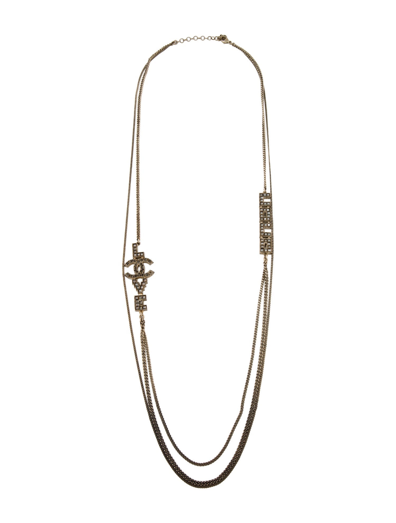 Chanel Strass CC 'LOVE' Double Strand Necklace