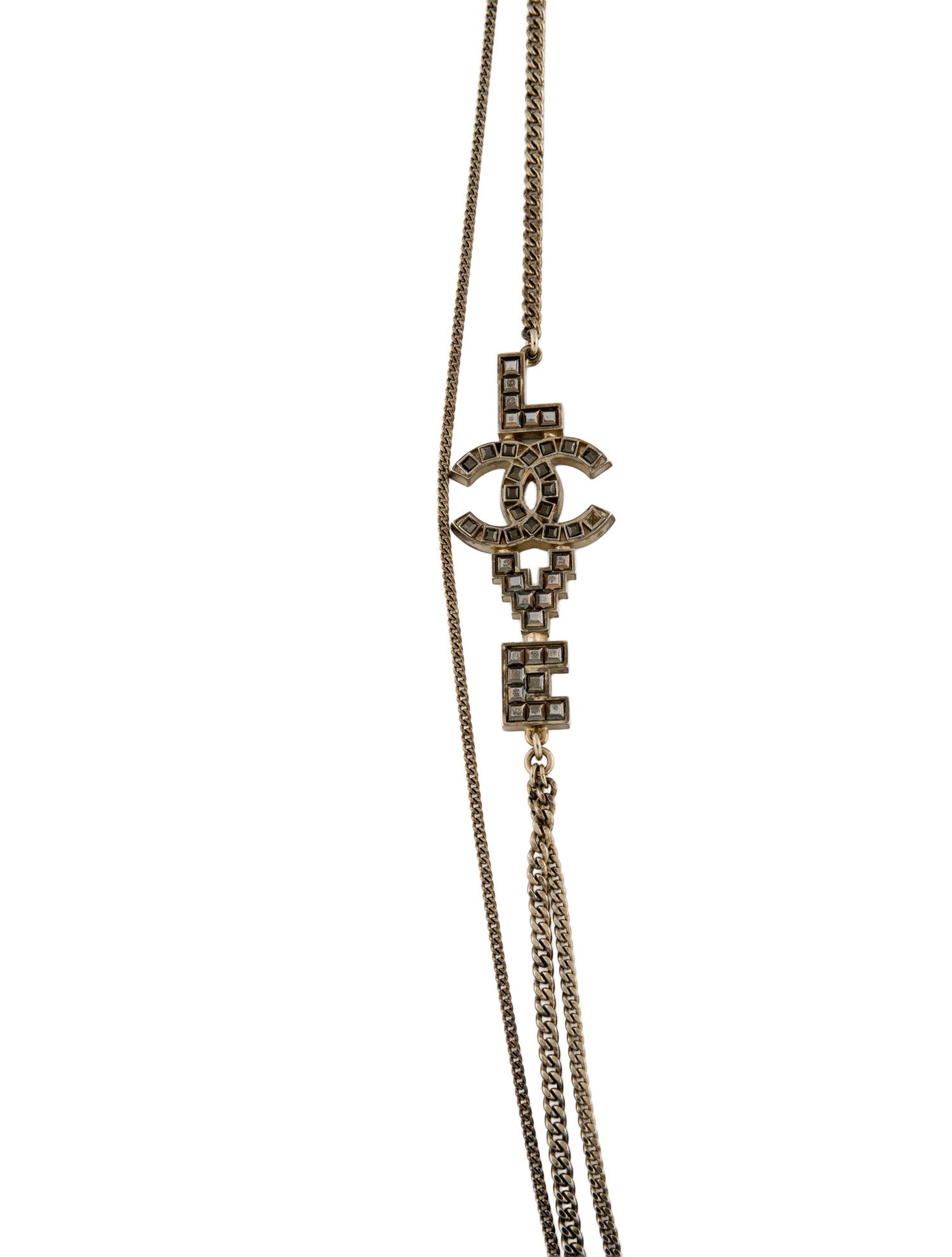 Chanel Strass CC 'LOVE' Double Strand Necklace