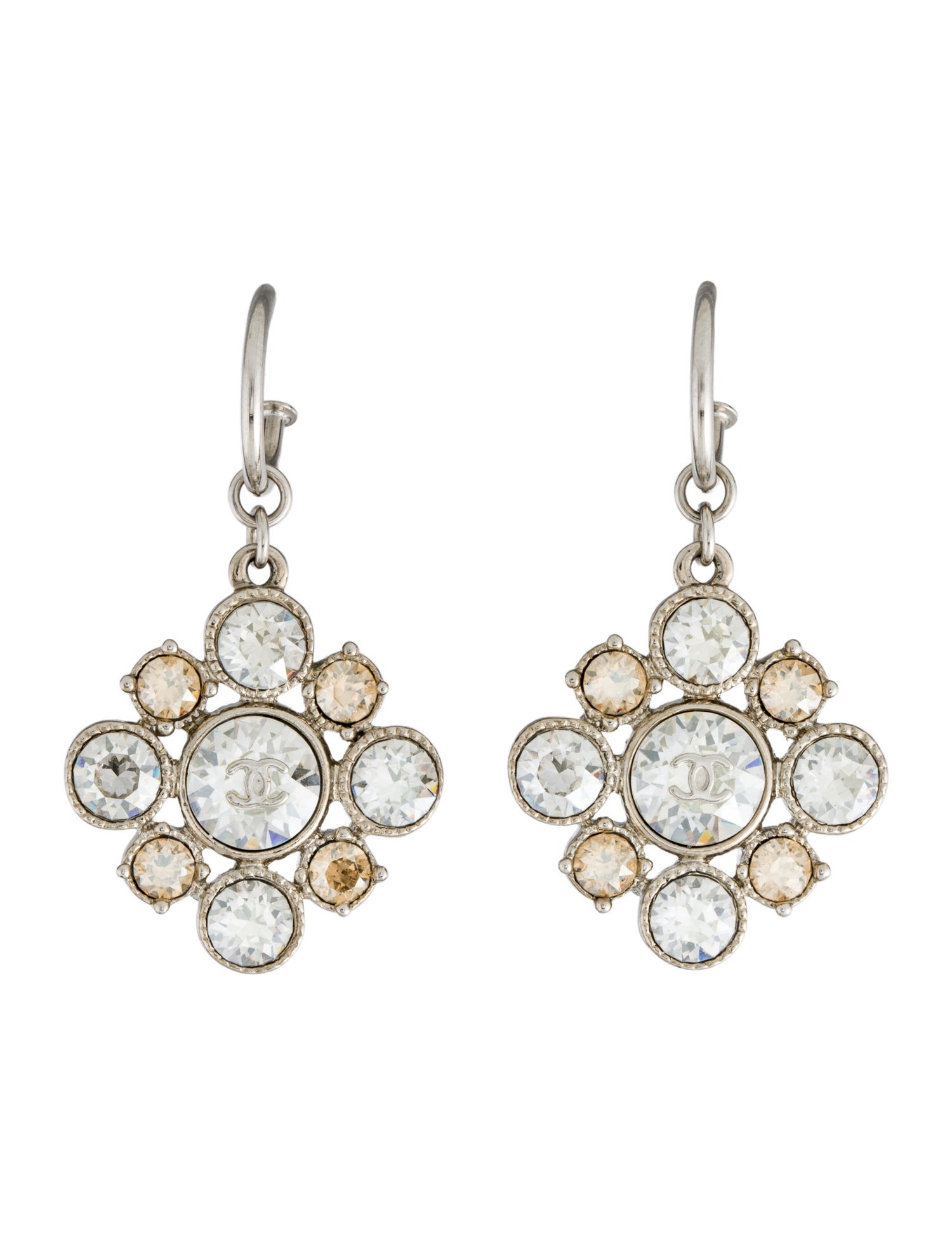 Chanel Strass CC Drop Earrings
