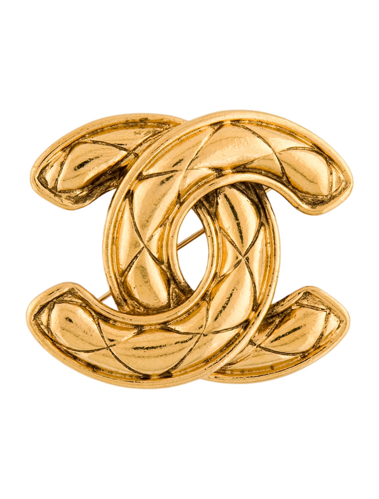 Chanel Vintage Quilted CC Brooch
