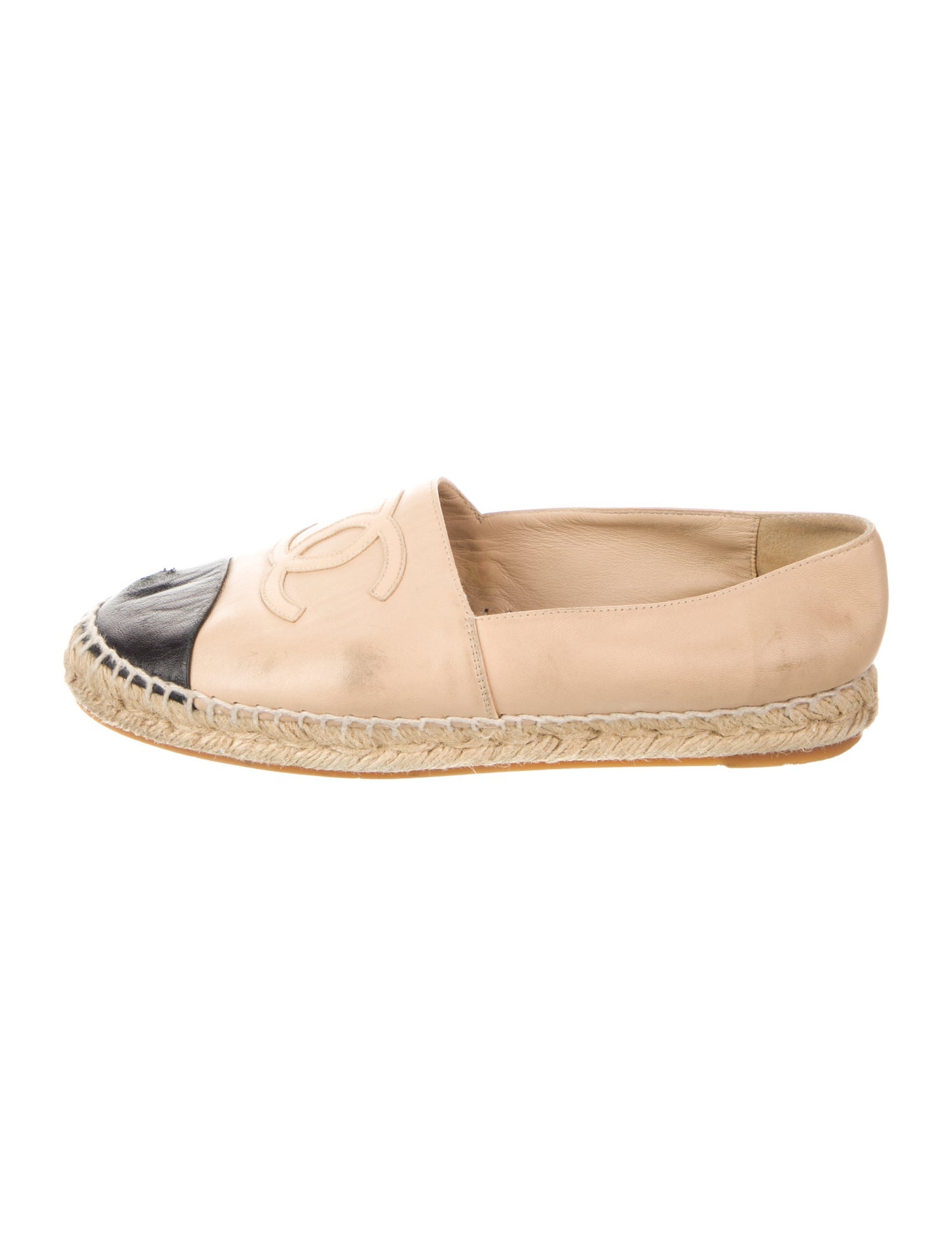 Chanel Interlocking CC Logo Leather Espadrilles