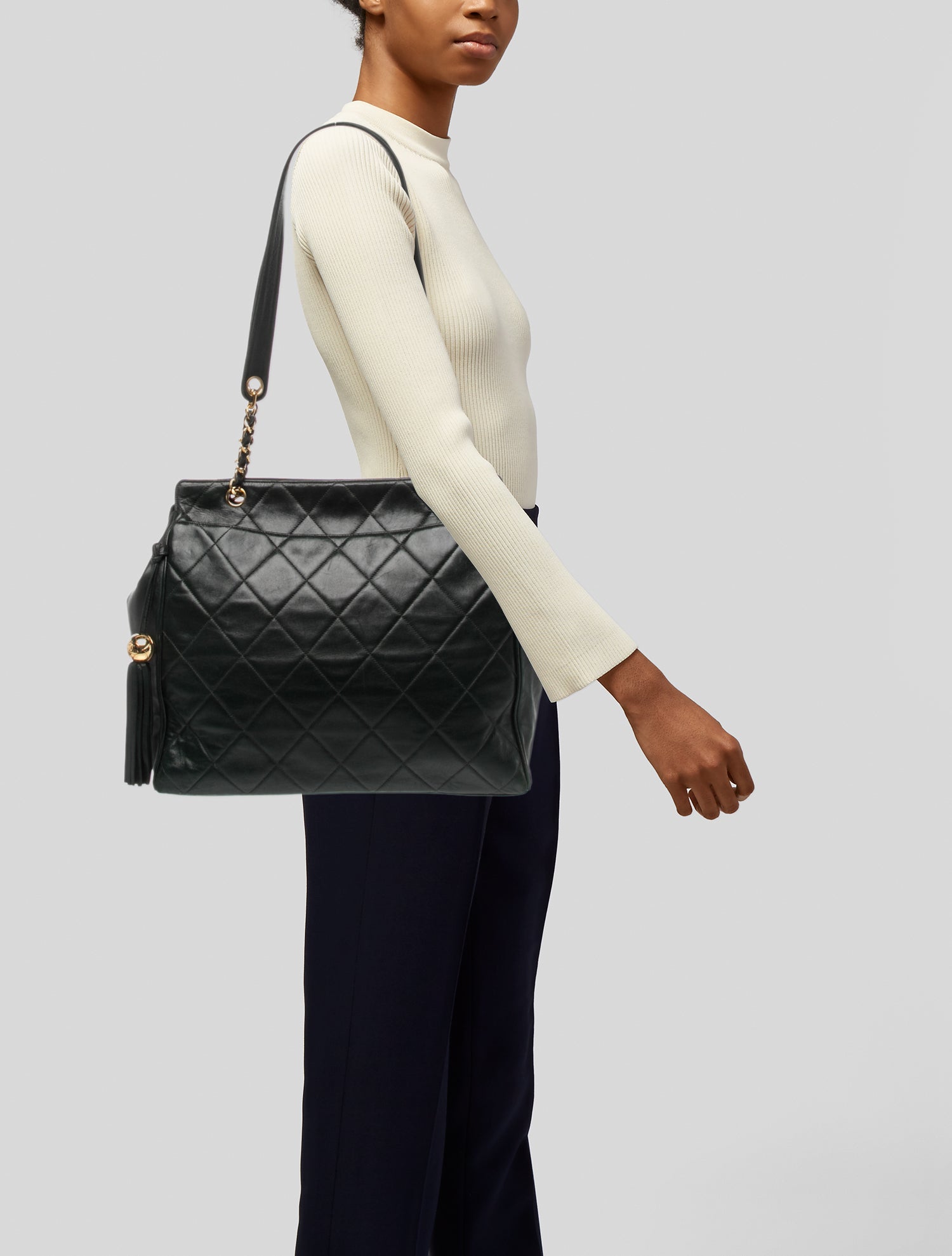 Chanel Quilted Tassel Shopping Tote