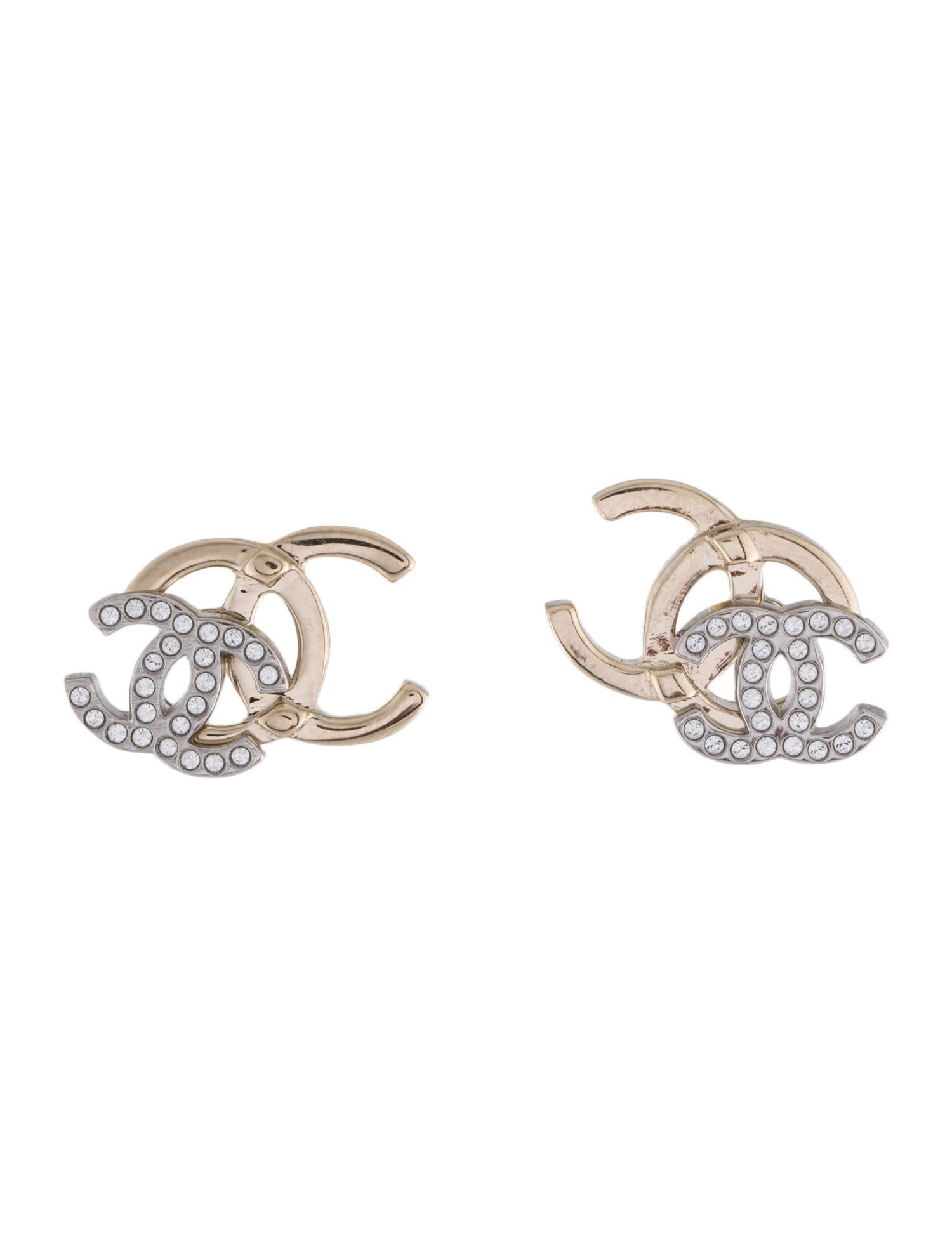 Chanel Strass CC Stud Earrings