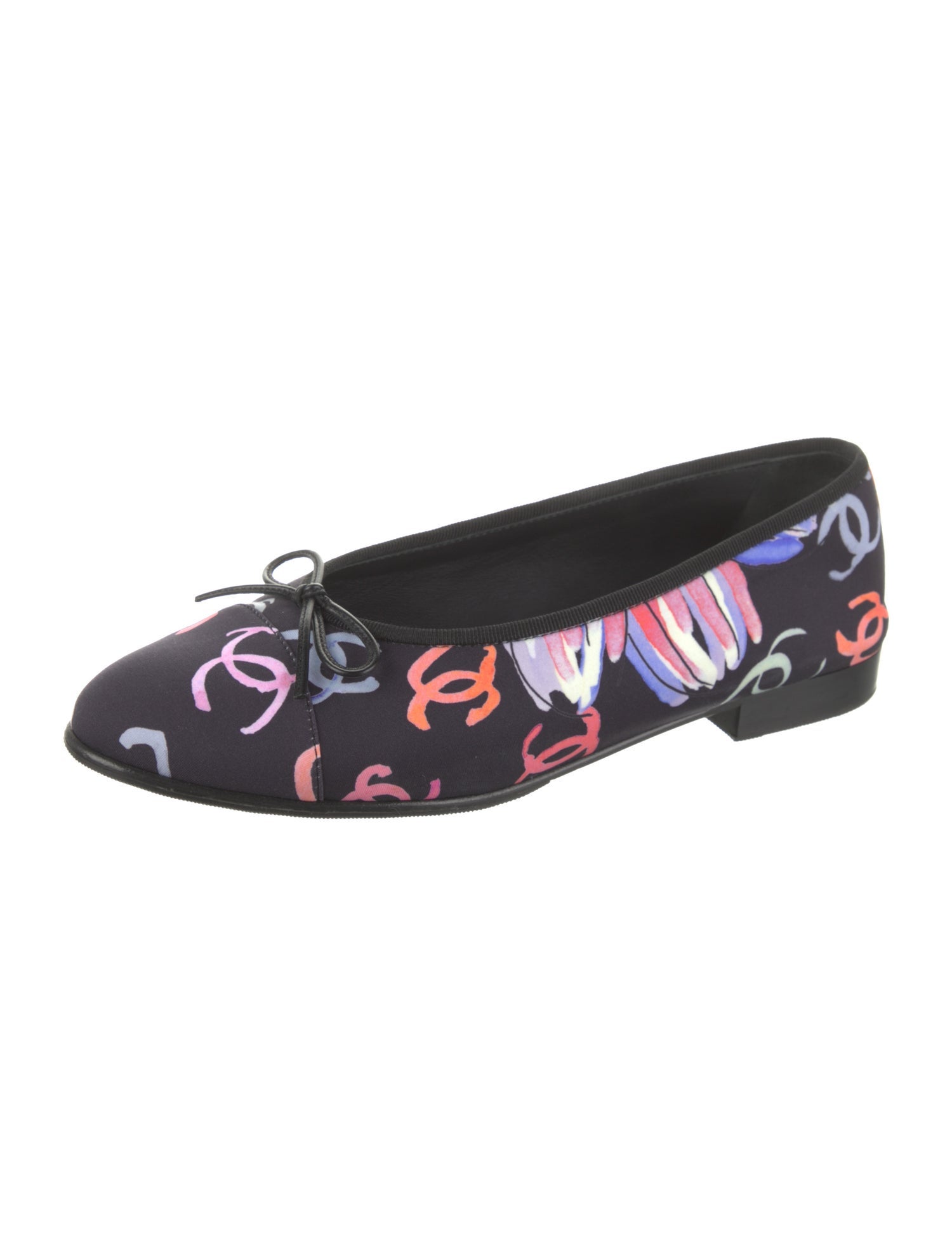 Chanel Interlocking CC Logo Canvas Ballet Flats