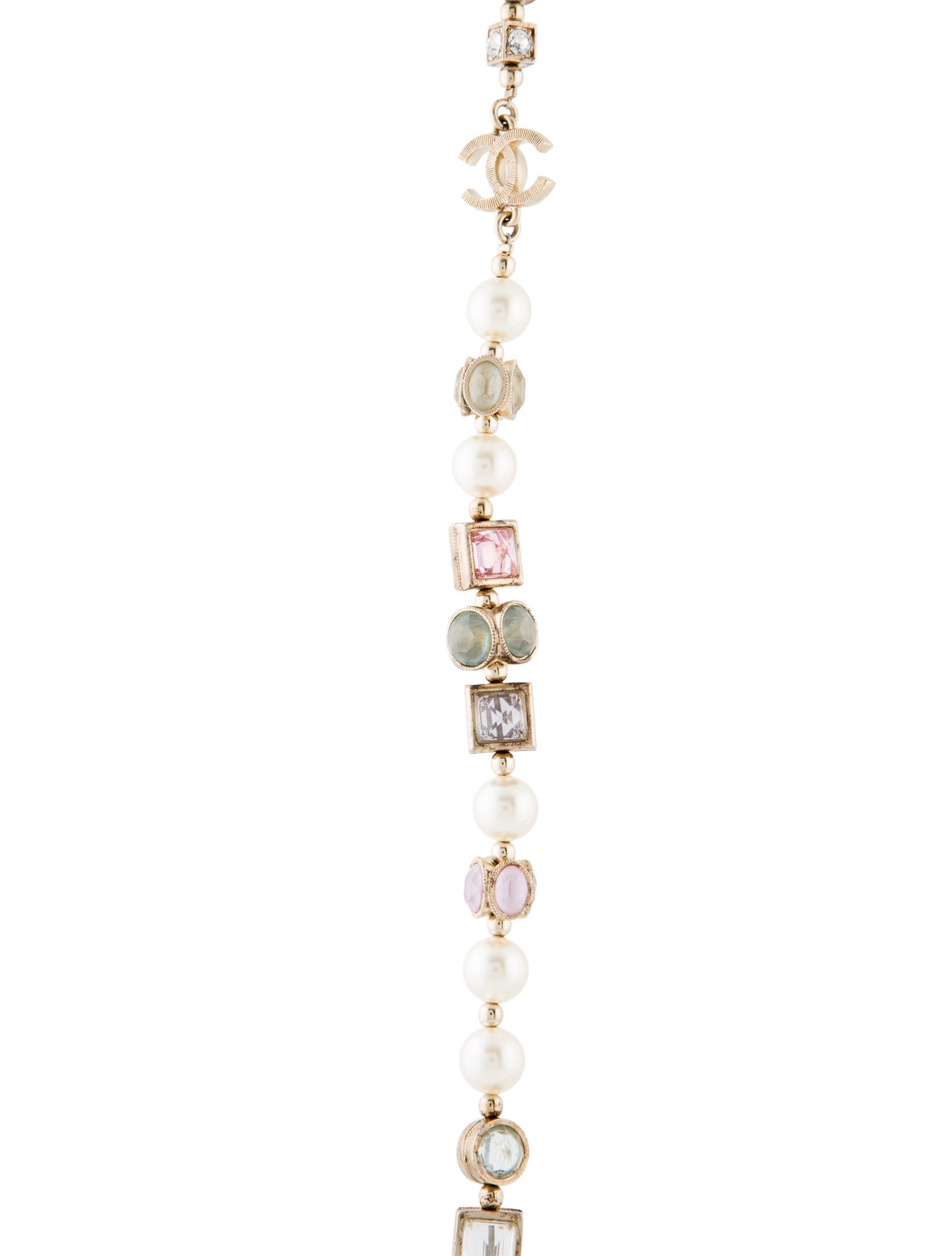 Chanel Faux Pearl & Strass CC Bead Strand Necklace