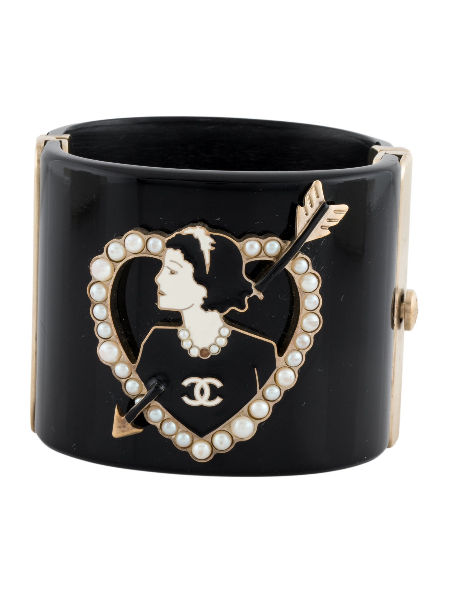 Chanel Faux Pearl, Resin & Enamel Bangle