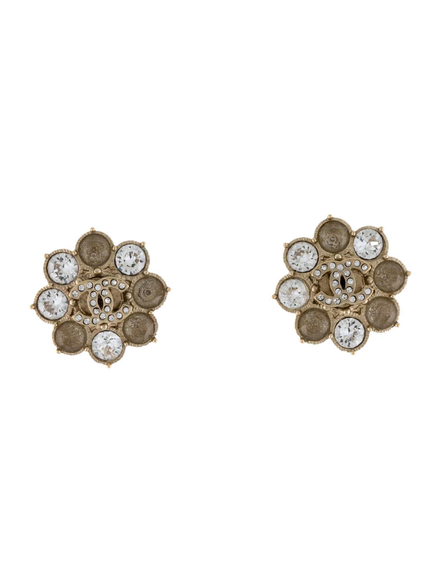 Chanel Strass CC Cluster Stud Earrings