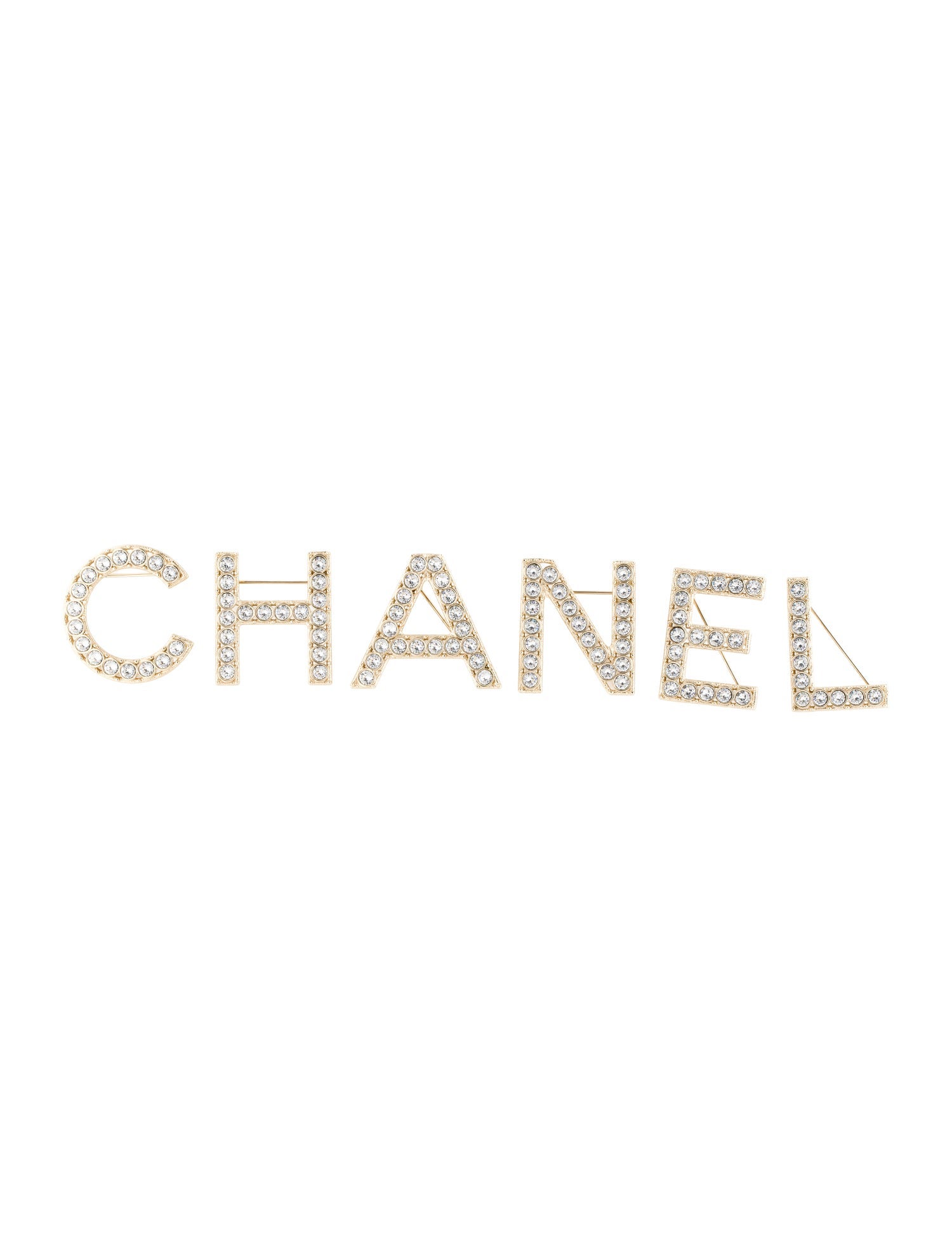Chanel Strass Logo Letters Brooch Set