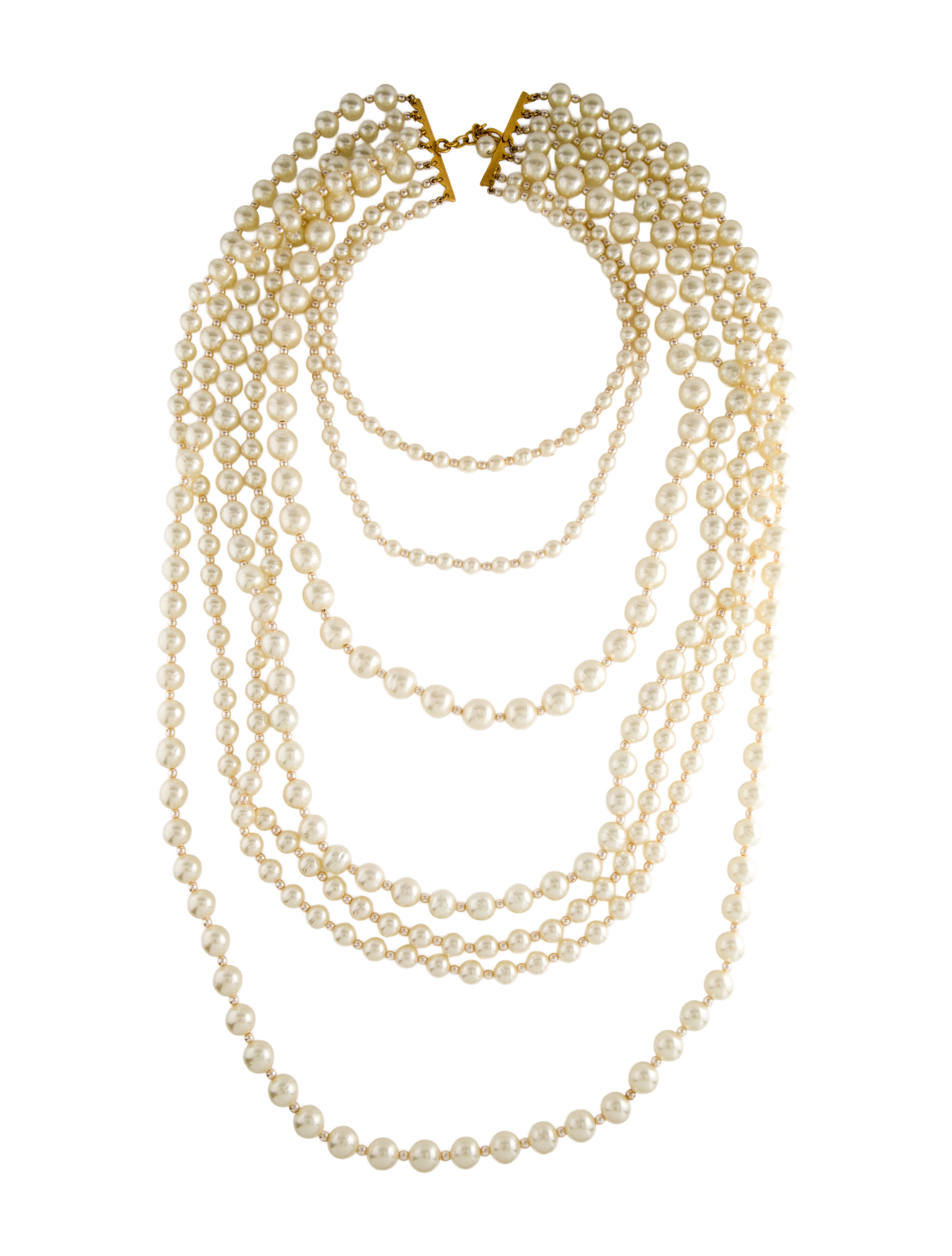 Chanel Vintage Faux Pearl Multistrand Necklace