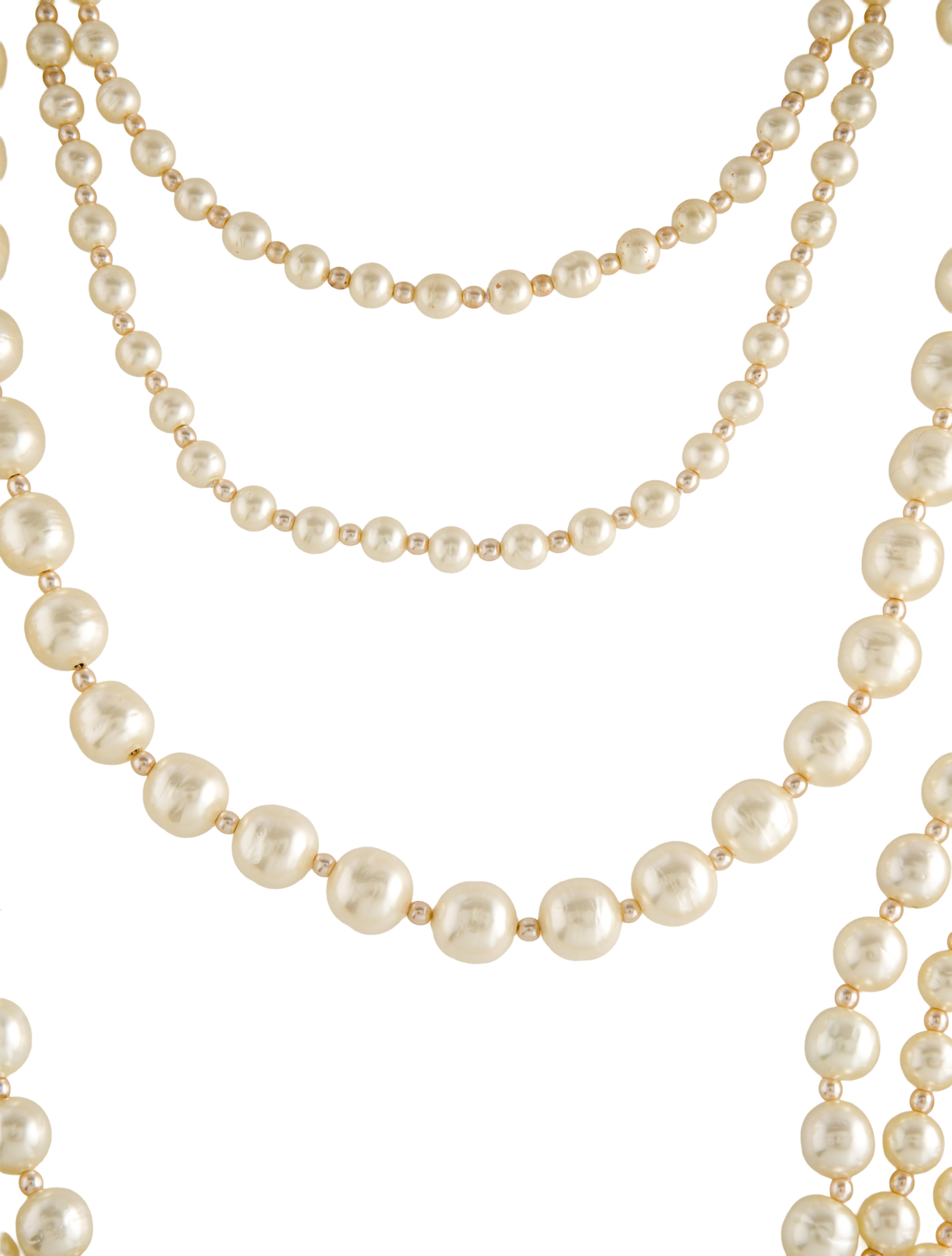 Chanel Vintage Faux Pearl Multistrand Necklace