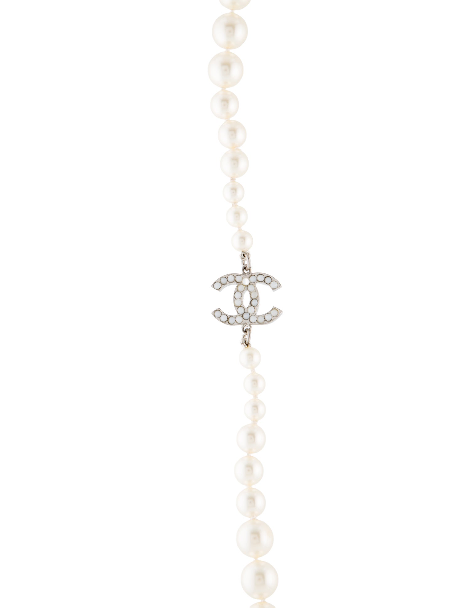 Chanel Faux Pearl & Resin CC Station Necklace
