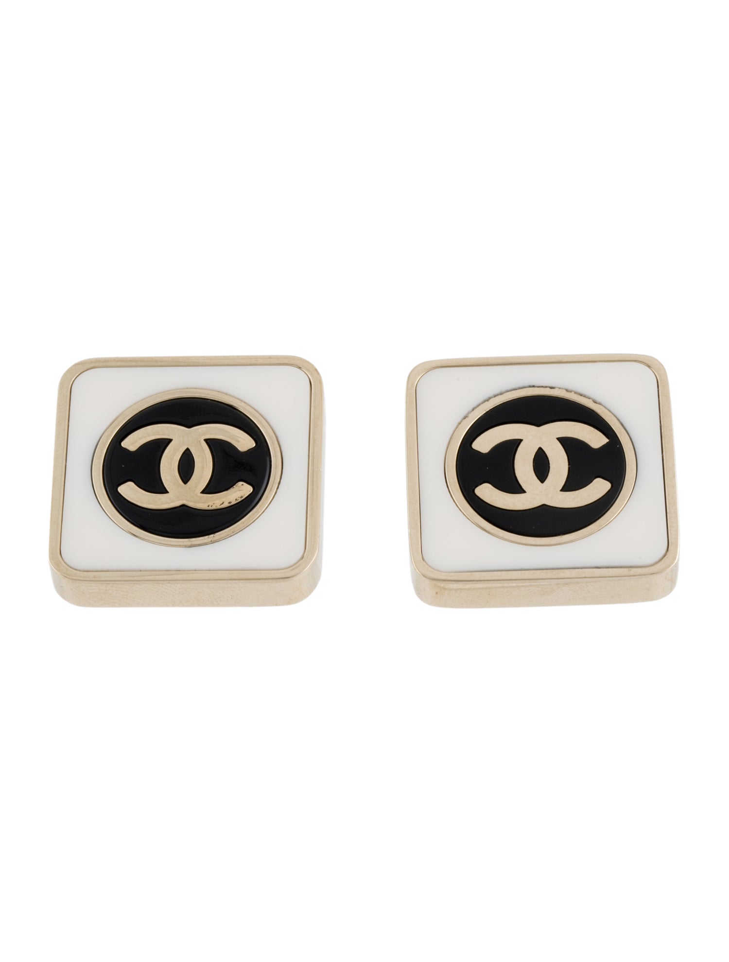Chanel 2023 Resin CC Square Stud Earrings