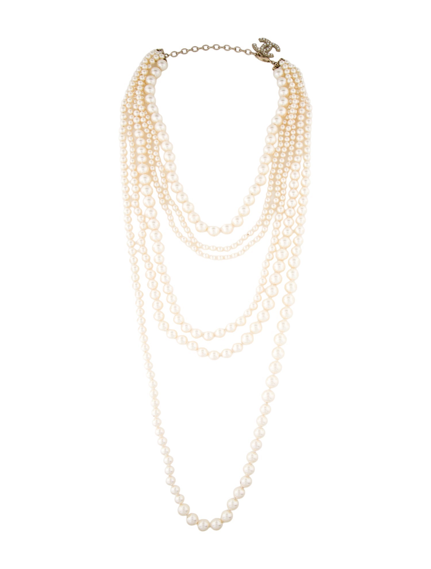 Chanel Faux Pearl CC Multistrand Necklace
