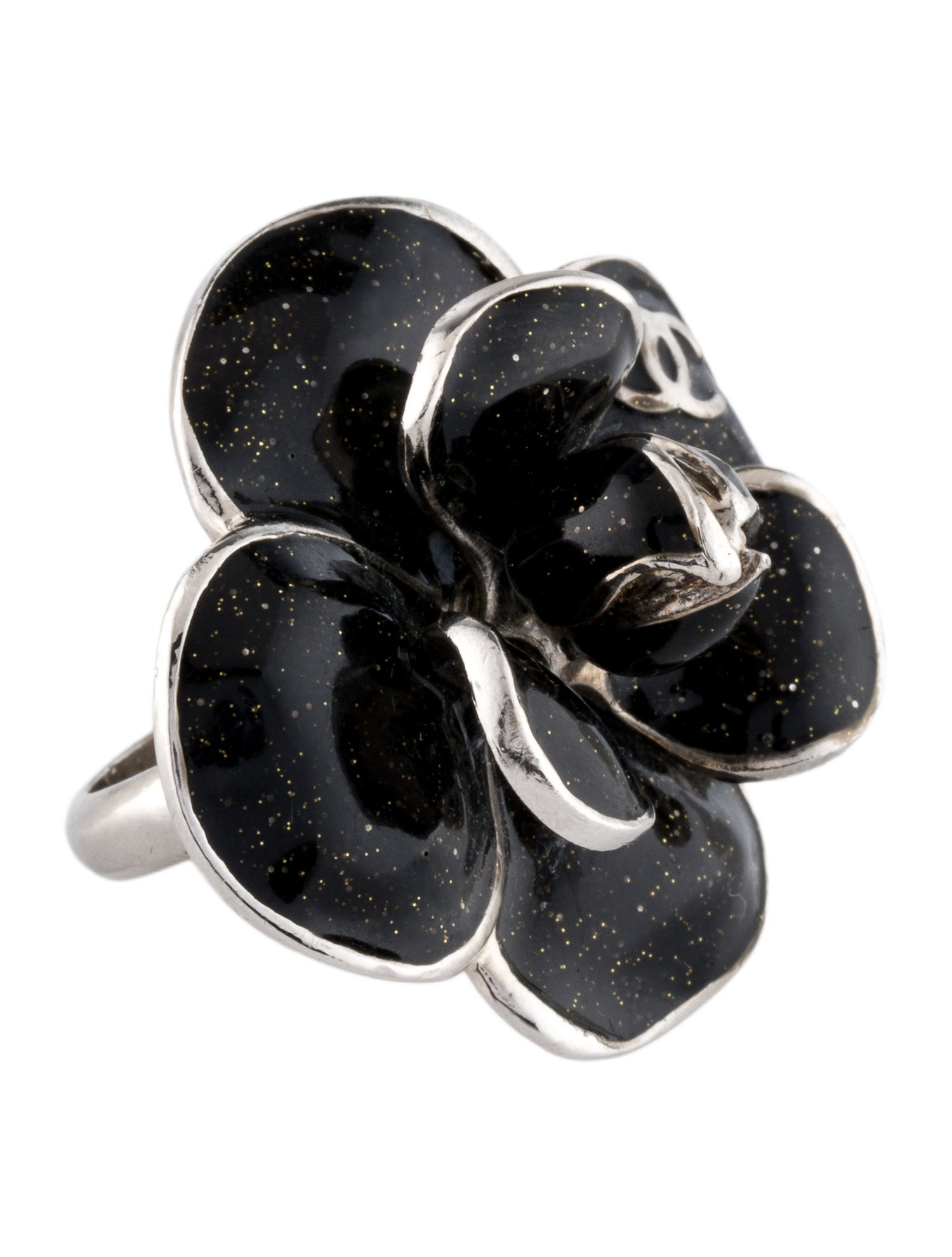 Chanel Enamel Camellia Cocktail Ring