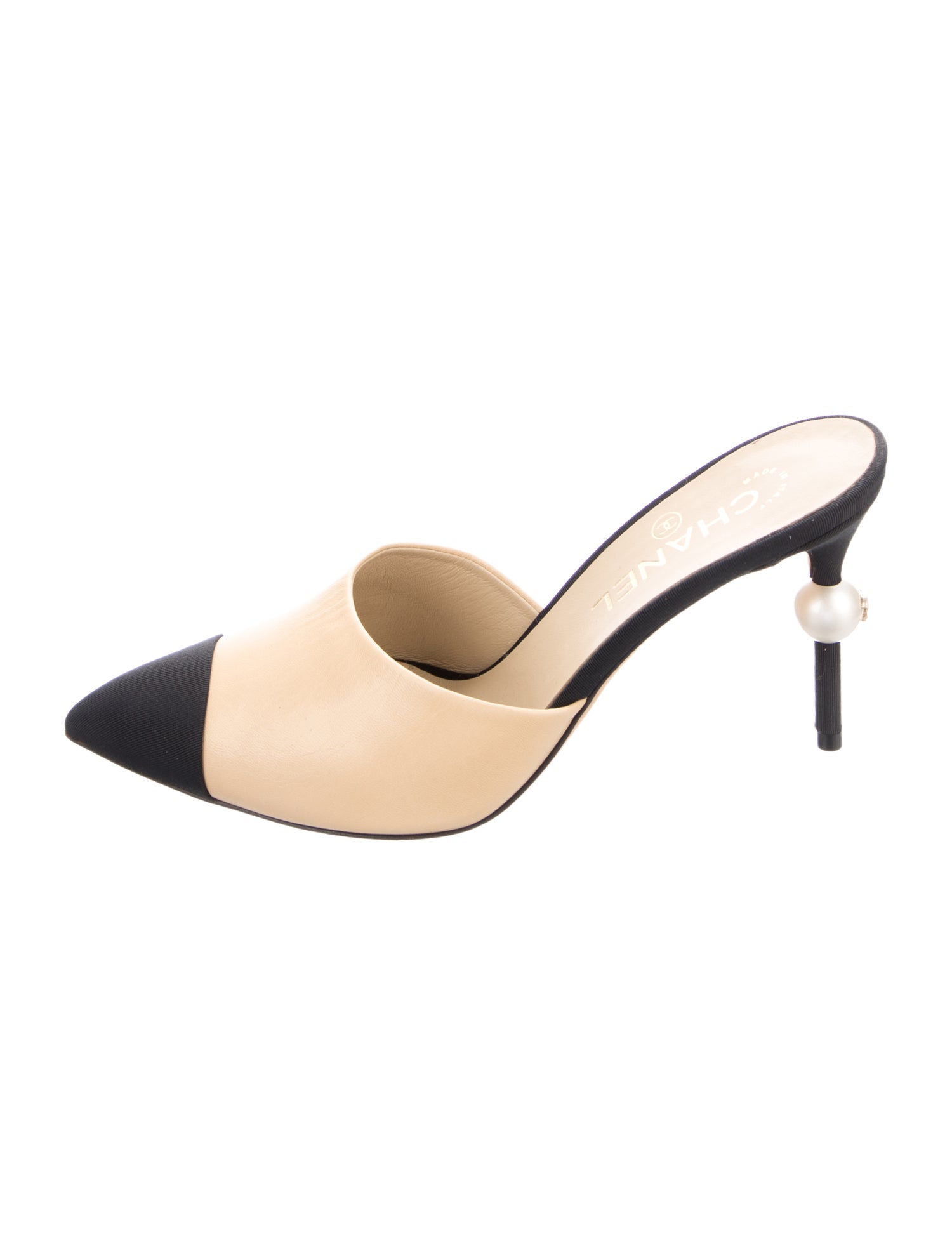 Chanel Interlocking CC Logo Leather Mules