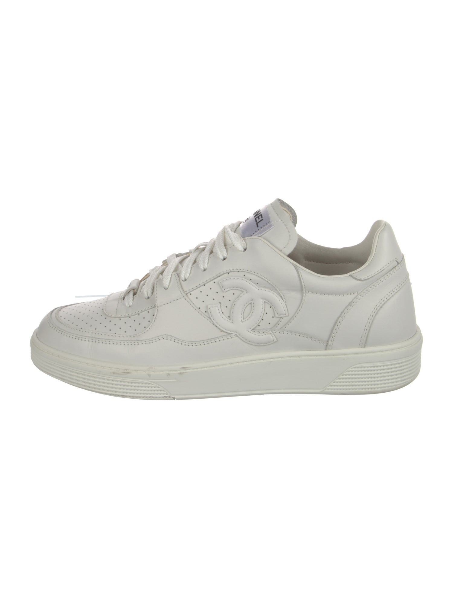 Chanel Interlocking CC Logo Leather Sneakers