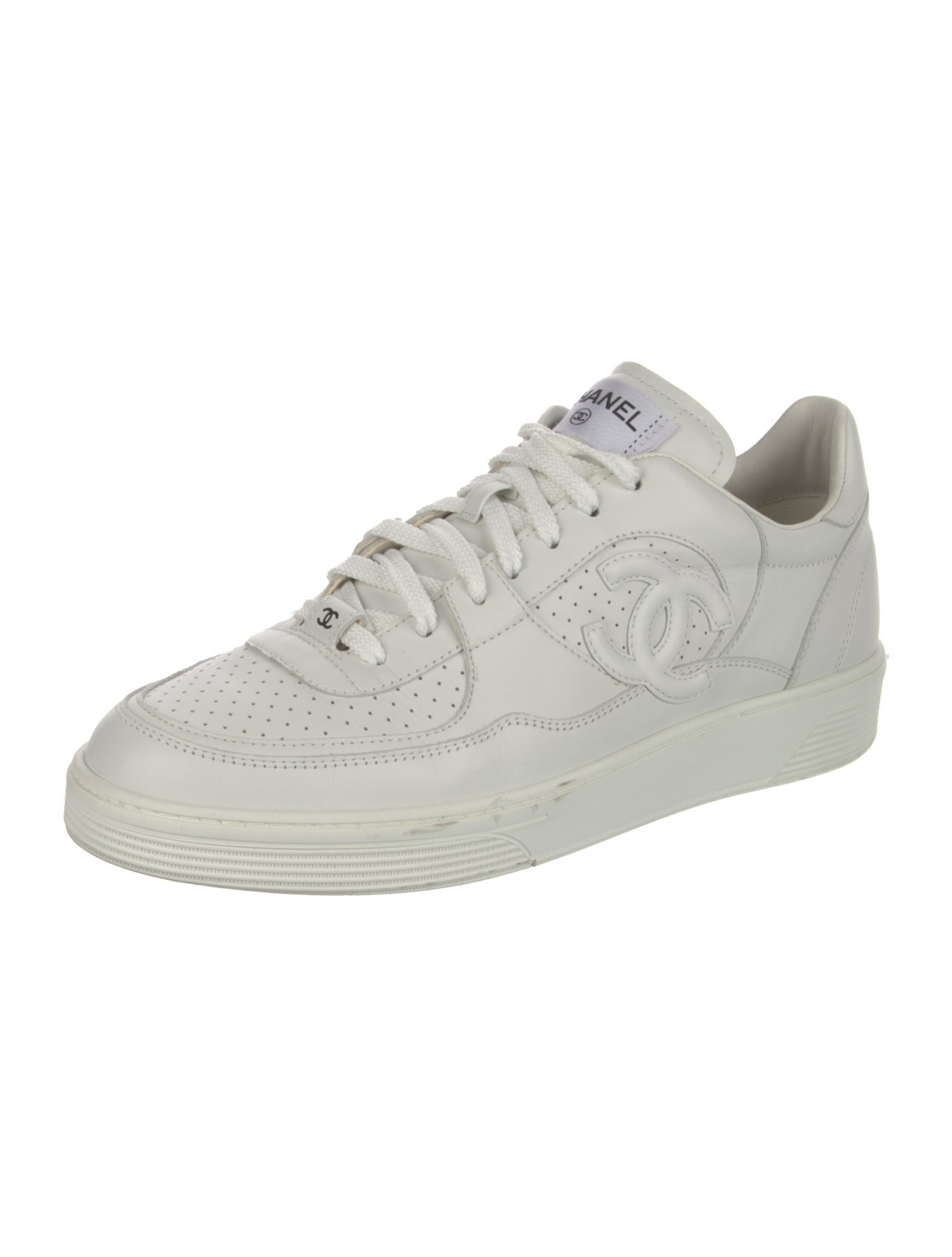 Chanel Interlocking CC Logo Leather Sneakers