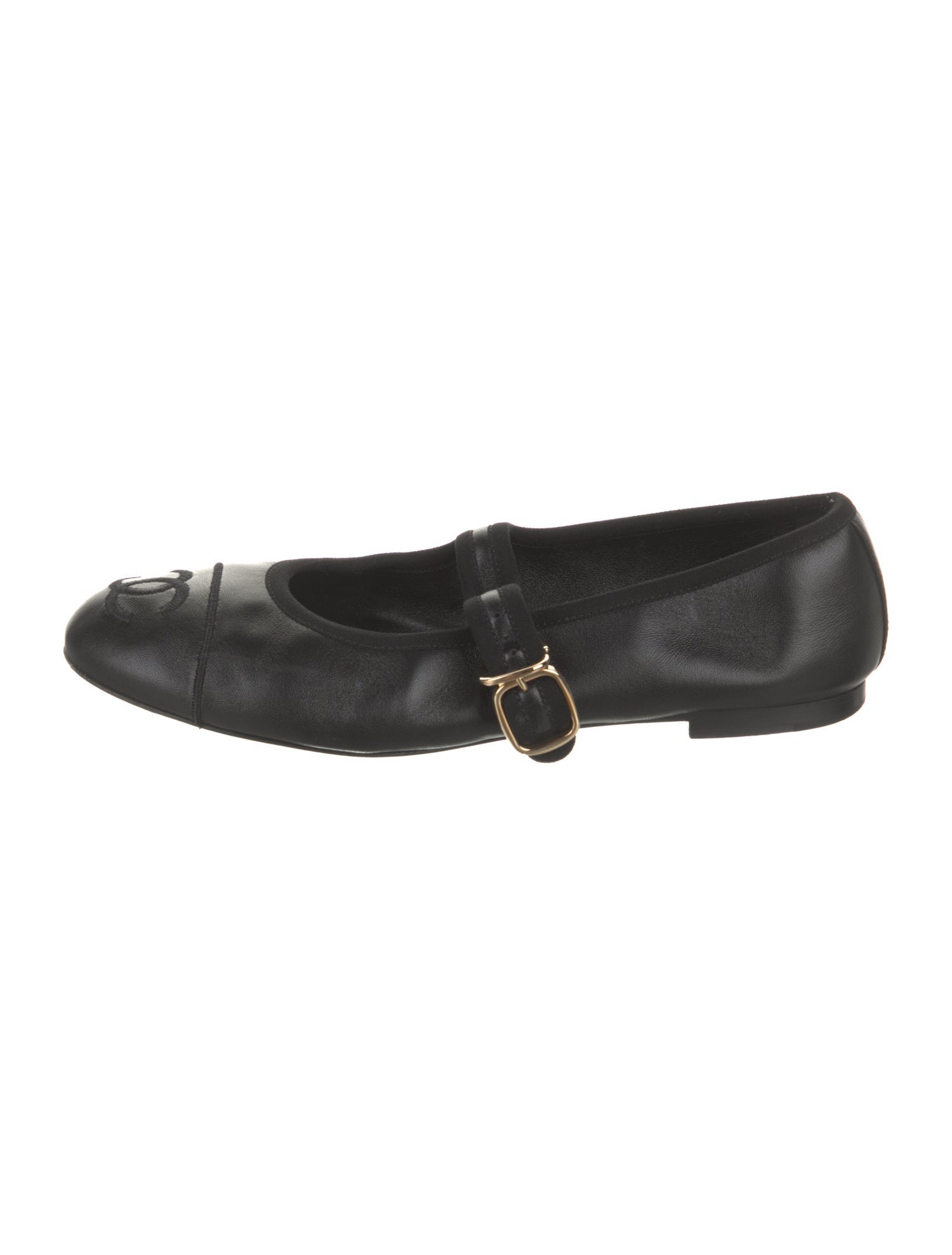 Chanel Interlocking CC Logo Leather Ballet Flats