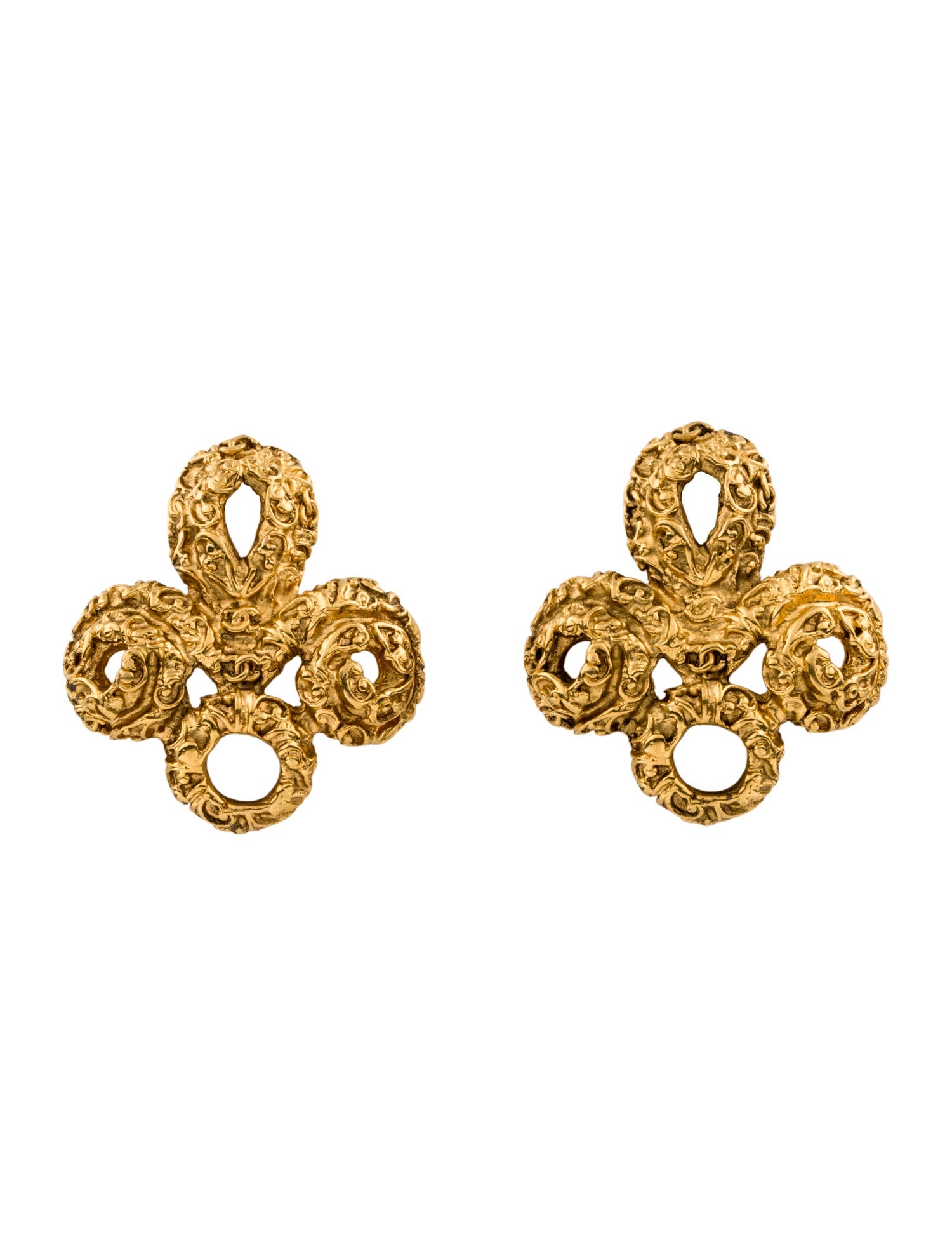 Chanel Vintage CC Textured Clip-On Earrings