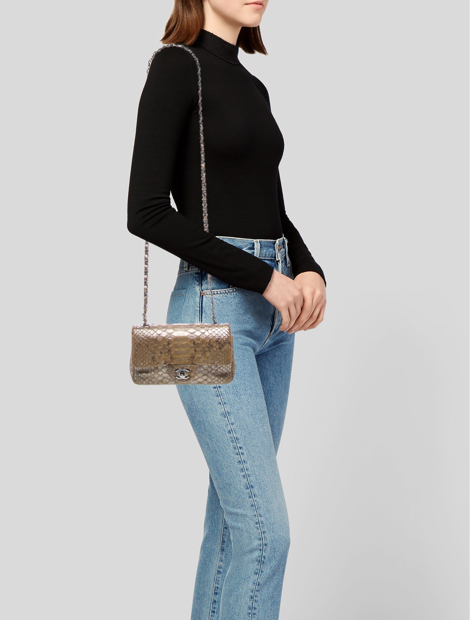 Chanel Chanel Rectangular Mini Python Single Flap Bag