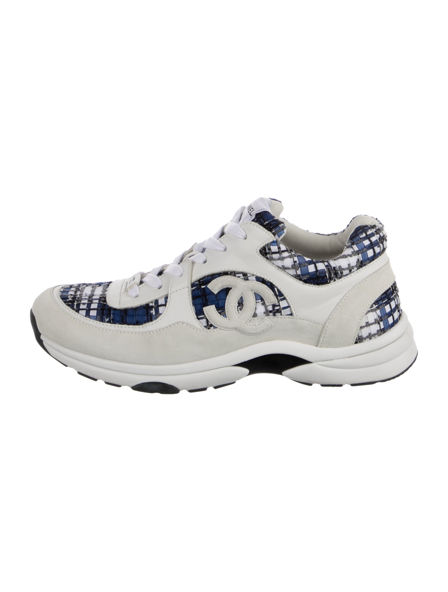 Chanel Interlocking CC Logo Tweed Athletic Sneakers