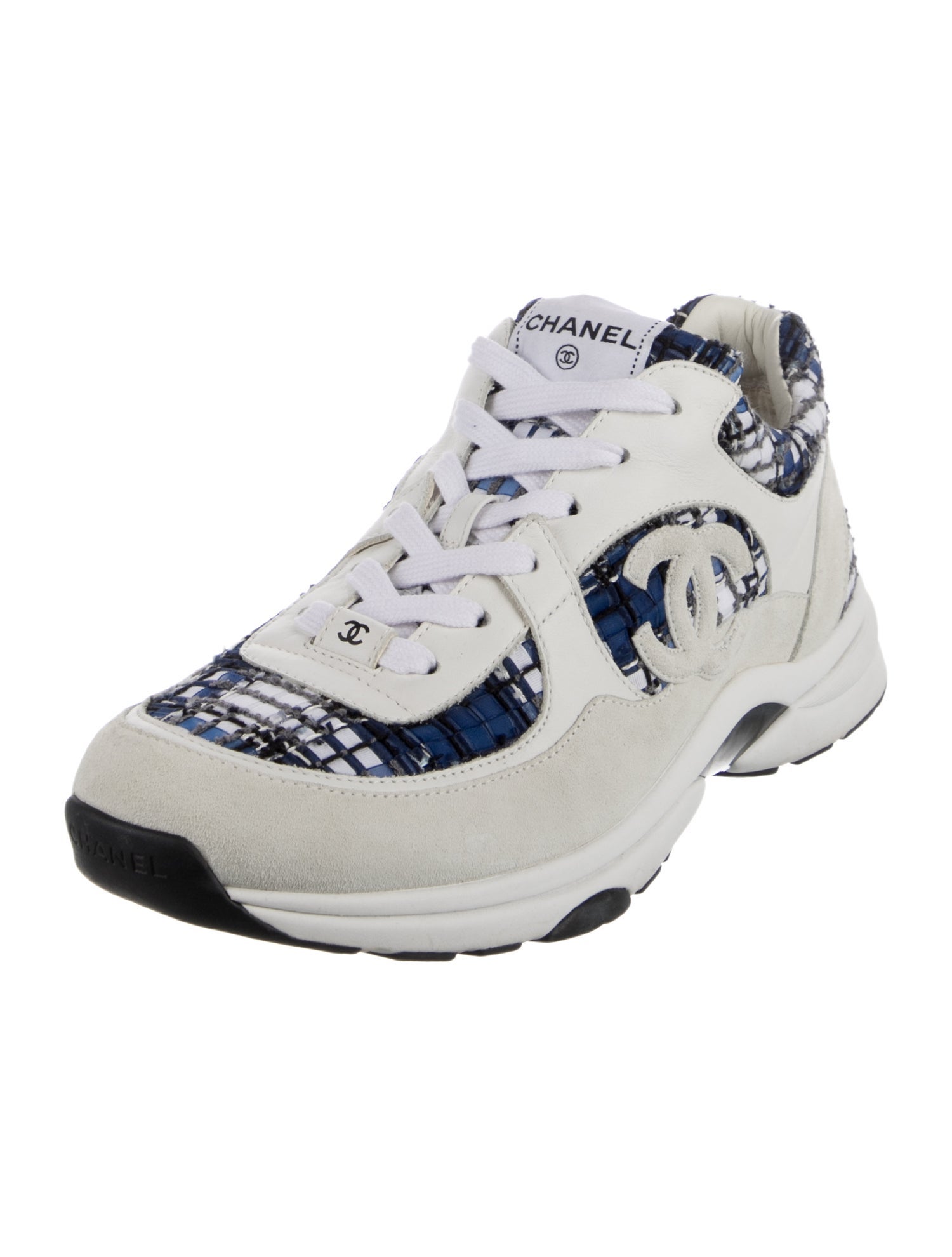 Chanel Interlocking CC Logo Tweed Athletic Sneakers