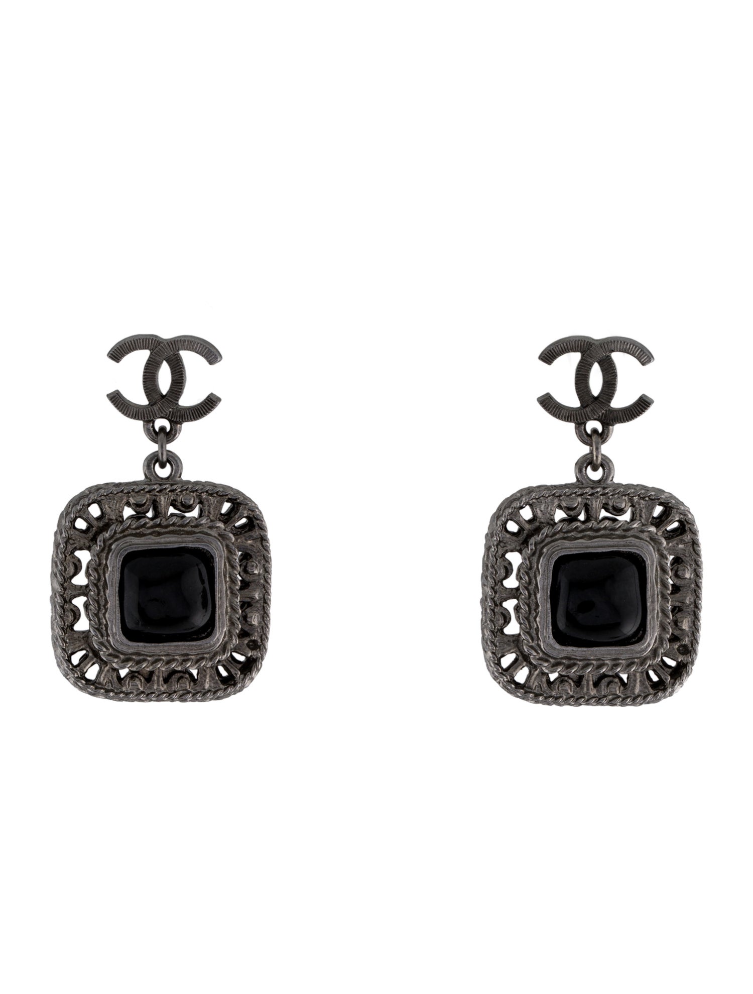 Chanel Resin CC Drop Earrings