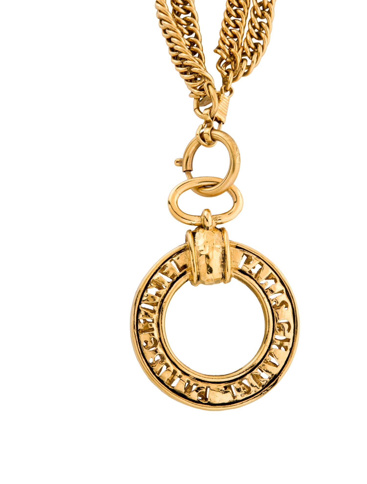 Chanel Vintage Magnifying Glass CC Pendant Necklace