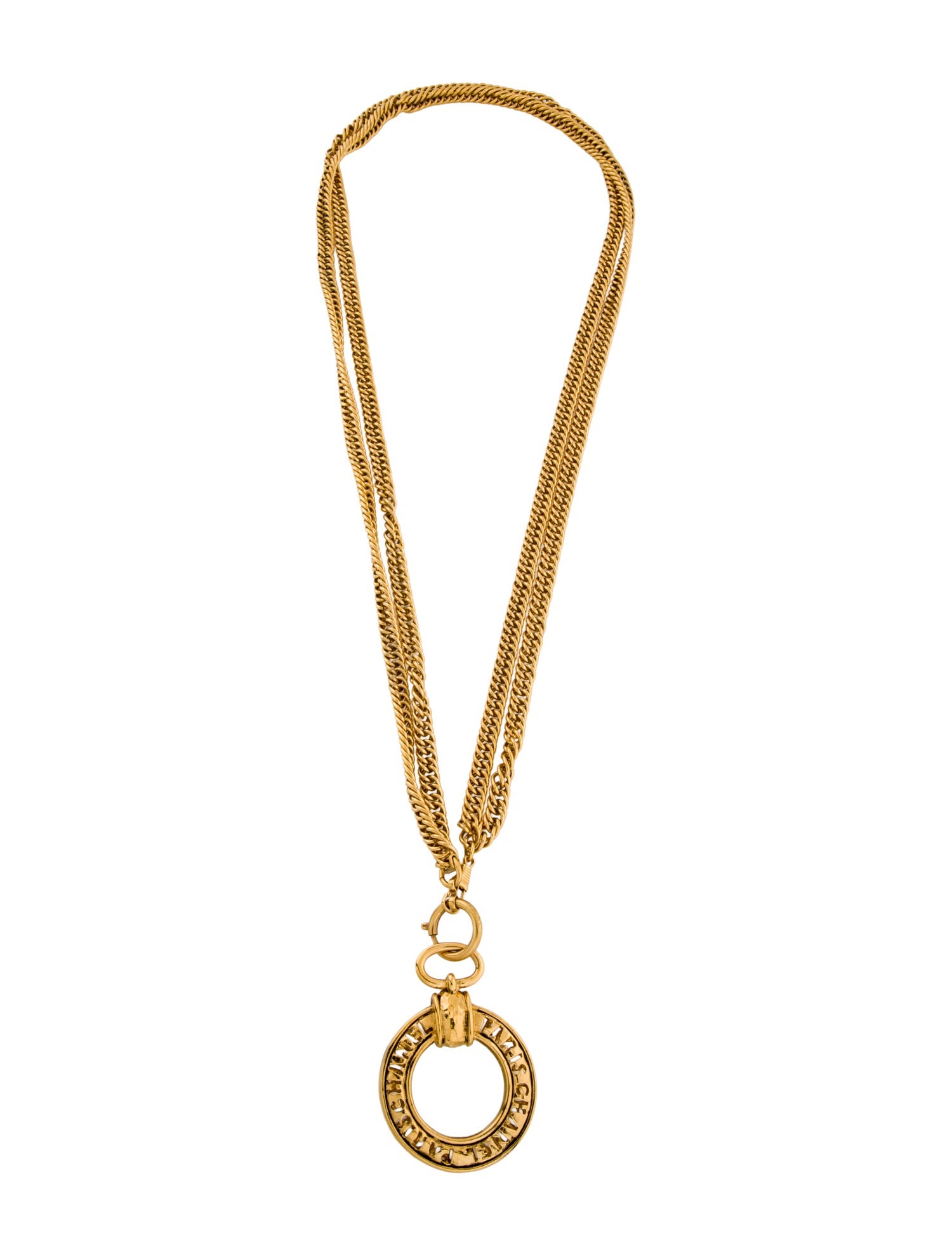 Chanel Vintage Magnifying Glass CC Pendant Necklace