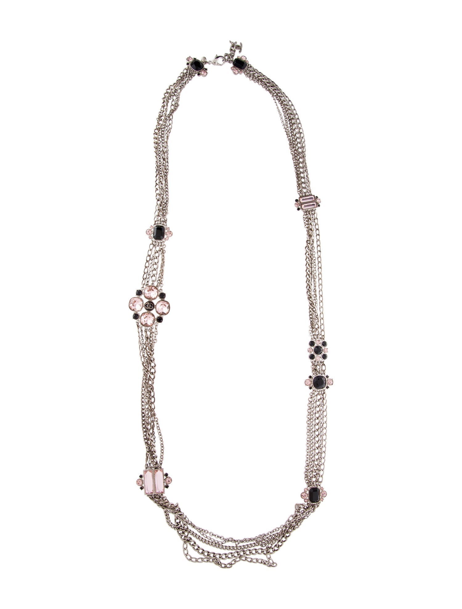 Chanel Strass CC Logo Station Multistrand Necklace