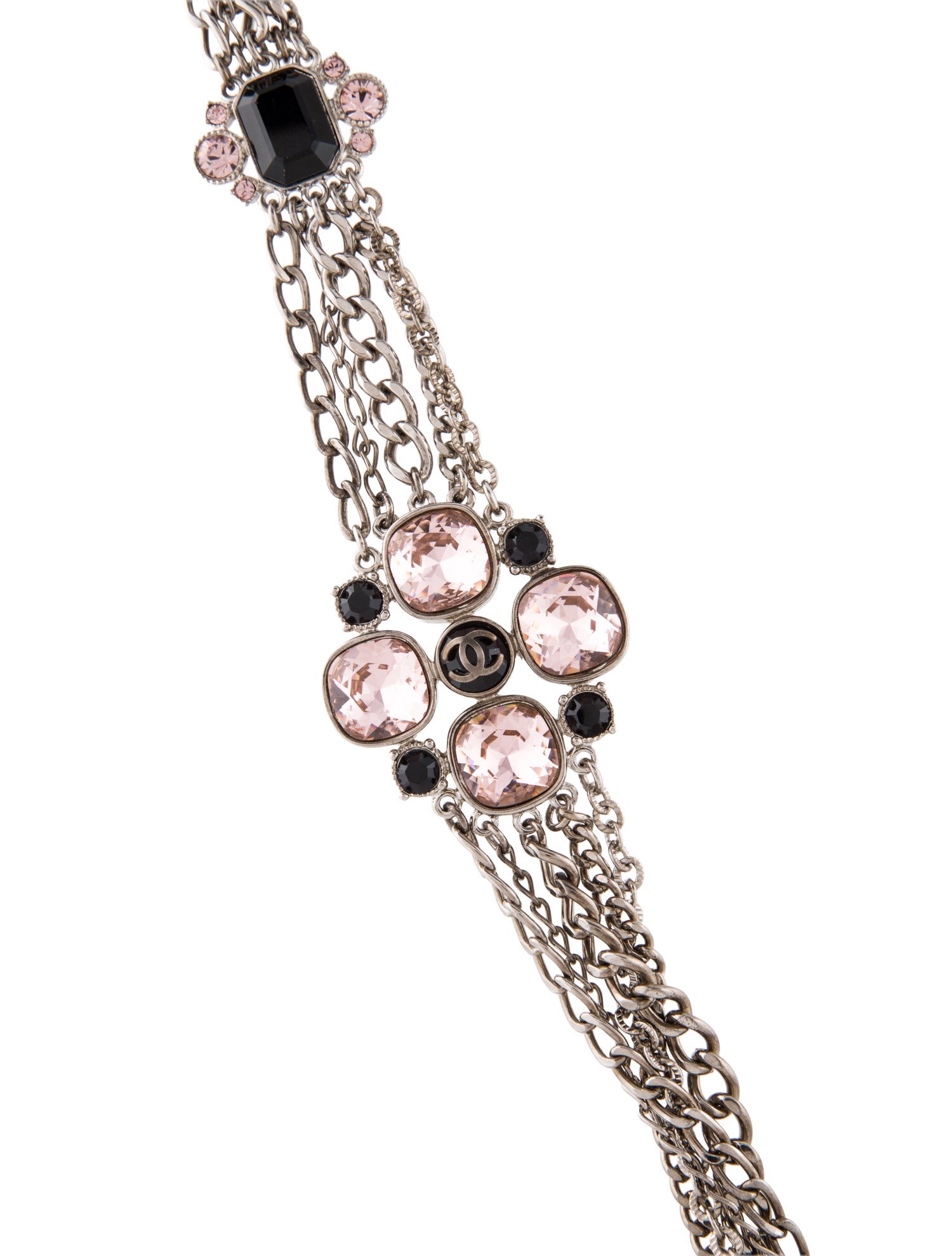 Chanel Strass CC Logo Station Multistrand Necklace