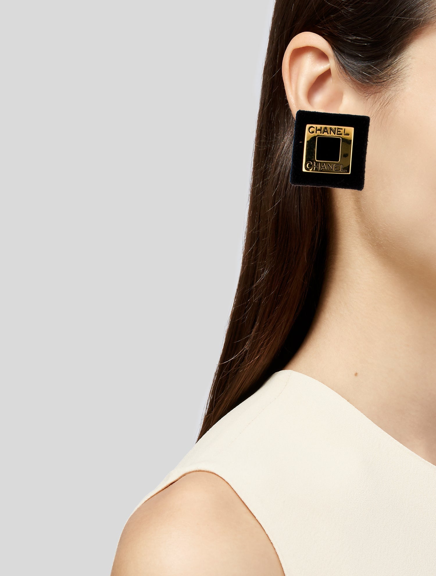 Chanel Vintage Suede Clip-On Earrings