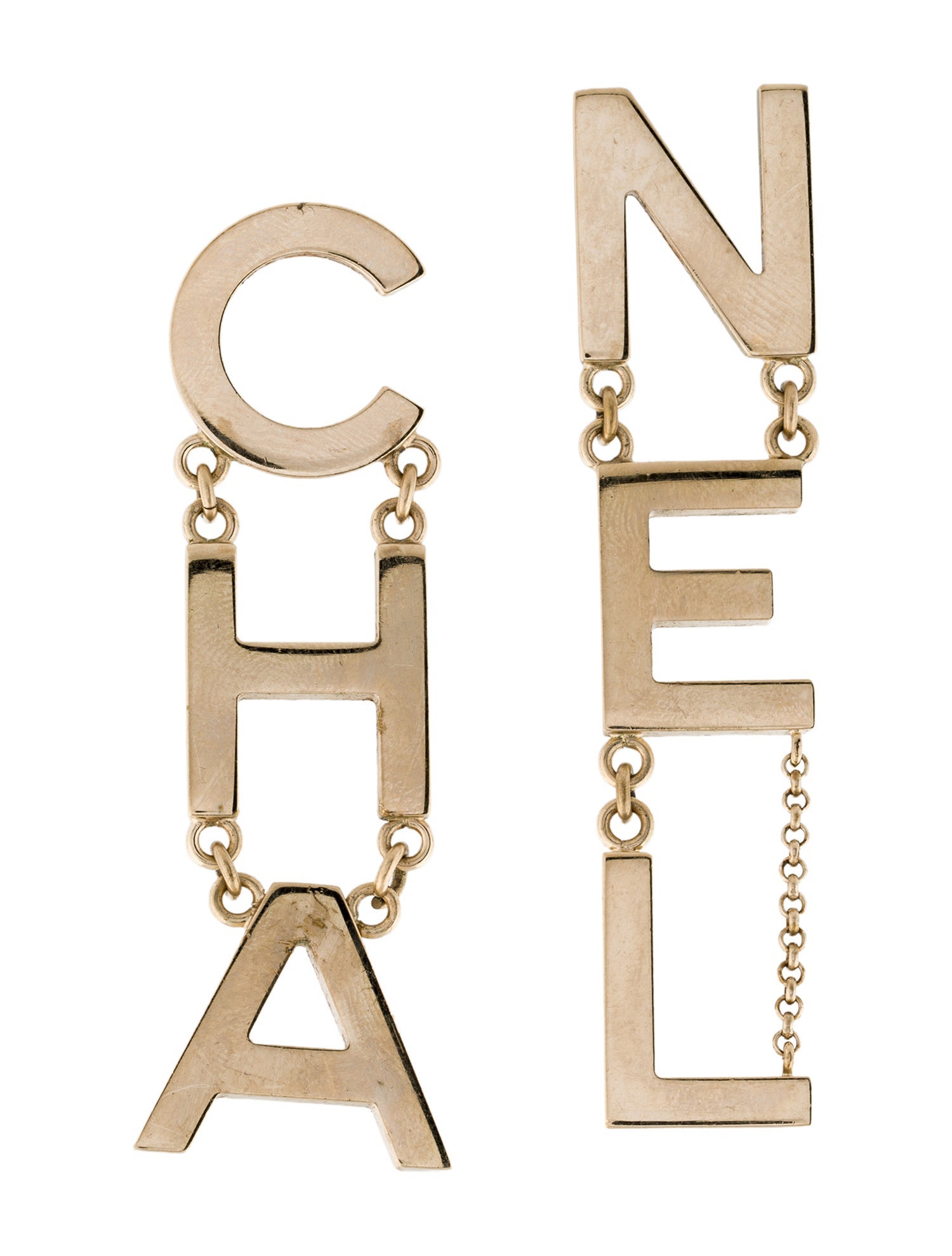 Chanel 'CHA-NEL' Drop Earrings