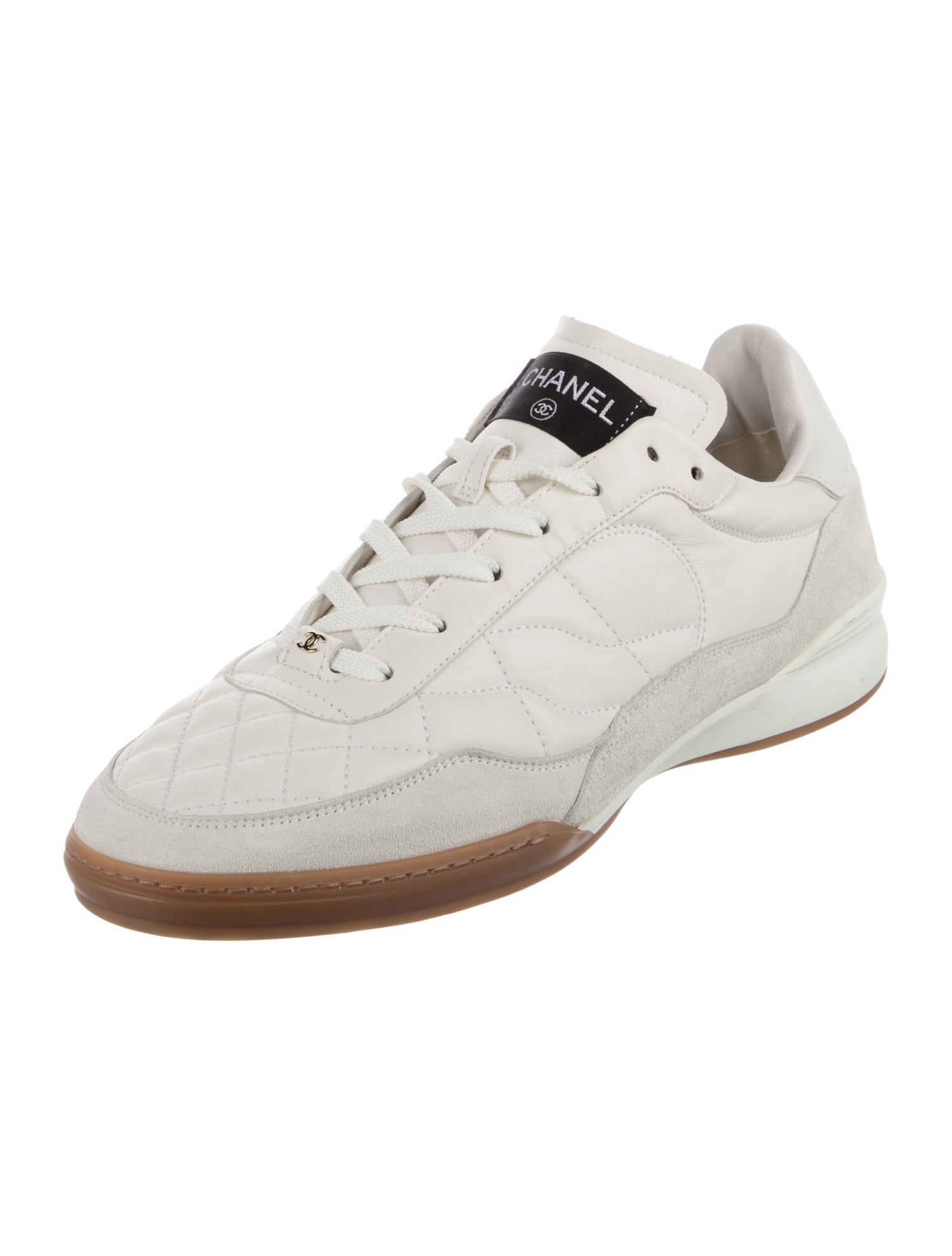 Chanel Interlocking CC Logo Leather Athletic Sneakers